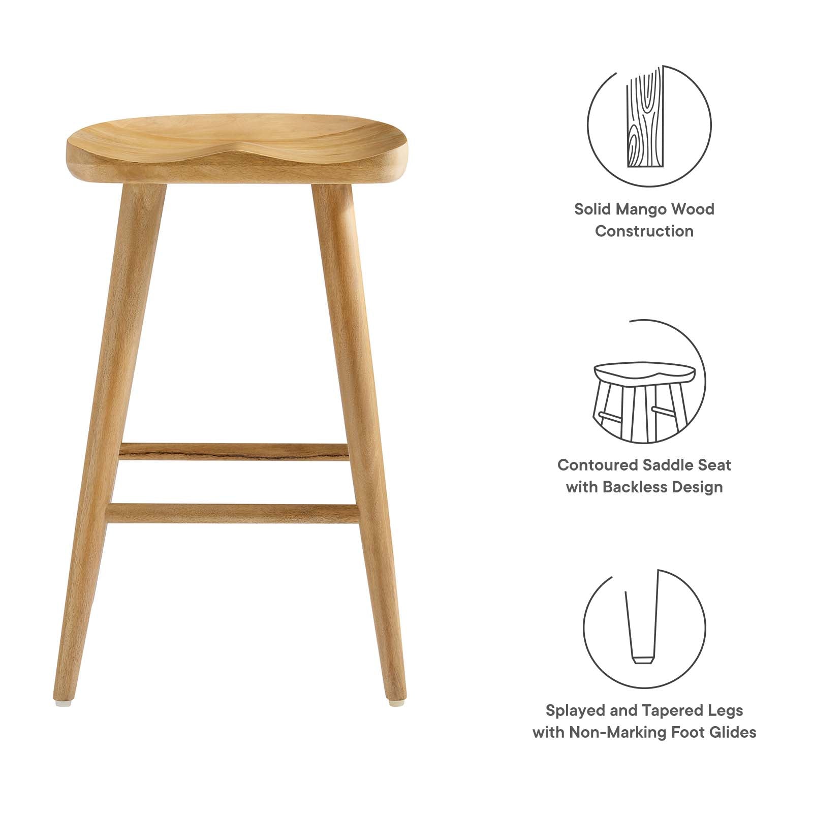 Saville Backless Wood Counter Stools - Set of 2 By Modway - EEI-6739 | Bar Stools | Modishstore - 17