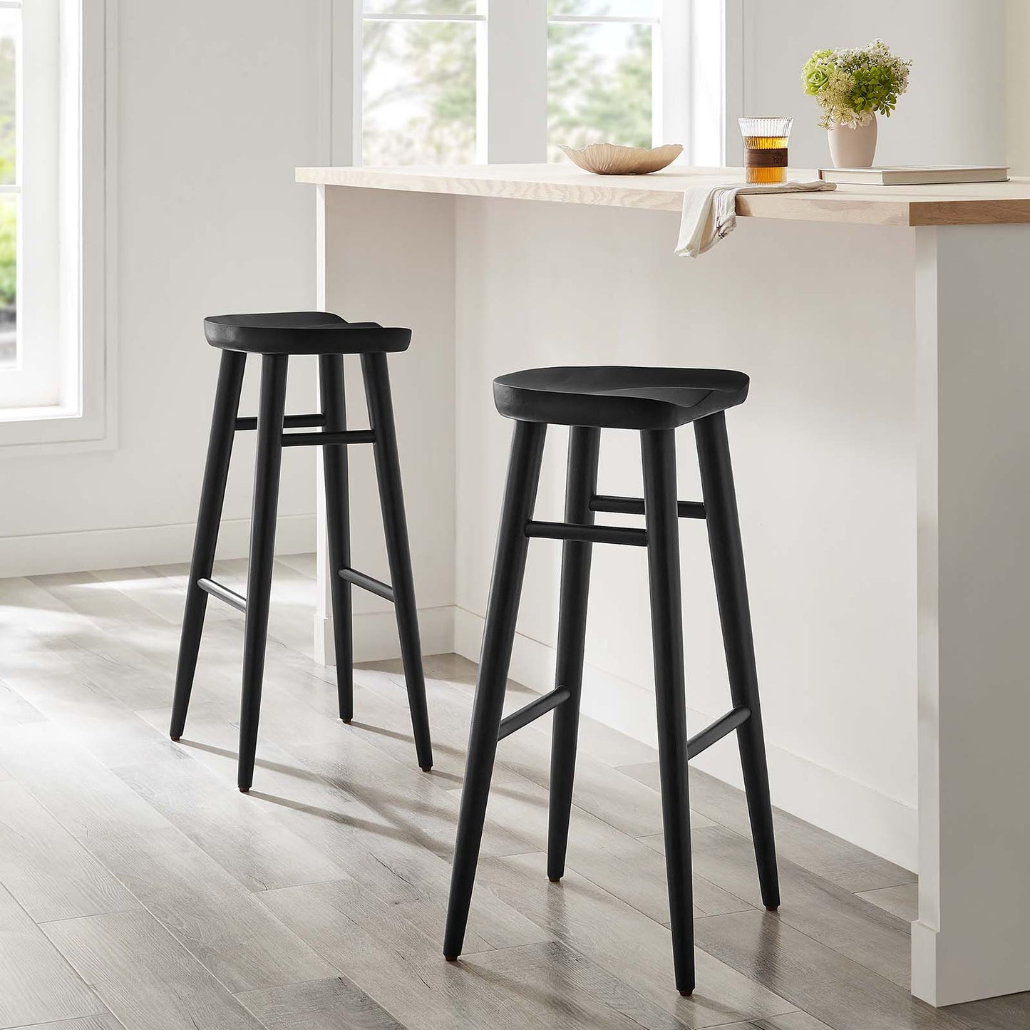 Saville Backless Wood Bar Stools - Set of 2 By Modway - EEI-6740 | Bar Stools | Modishstore - 1