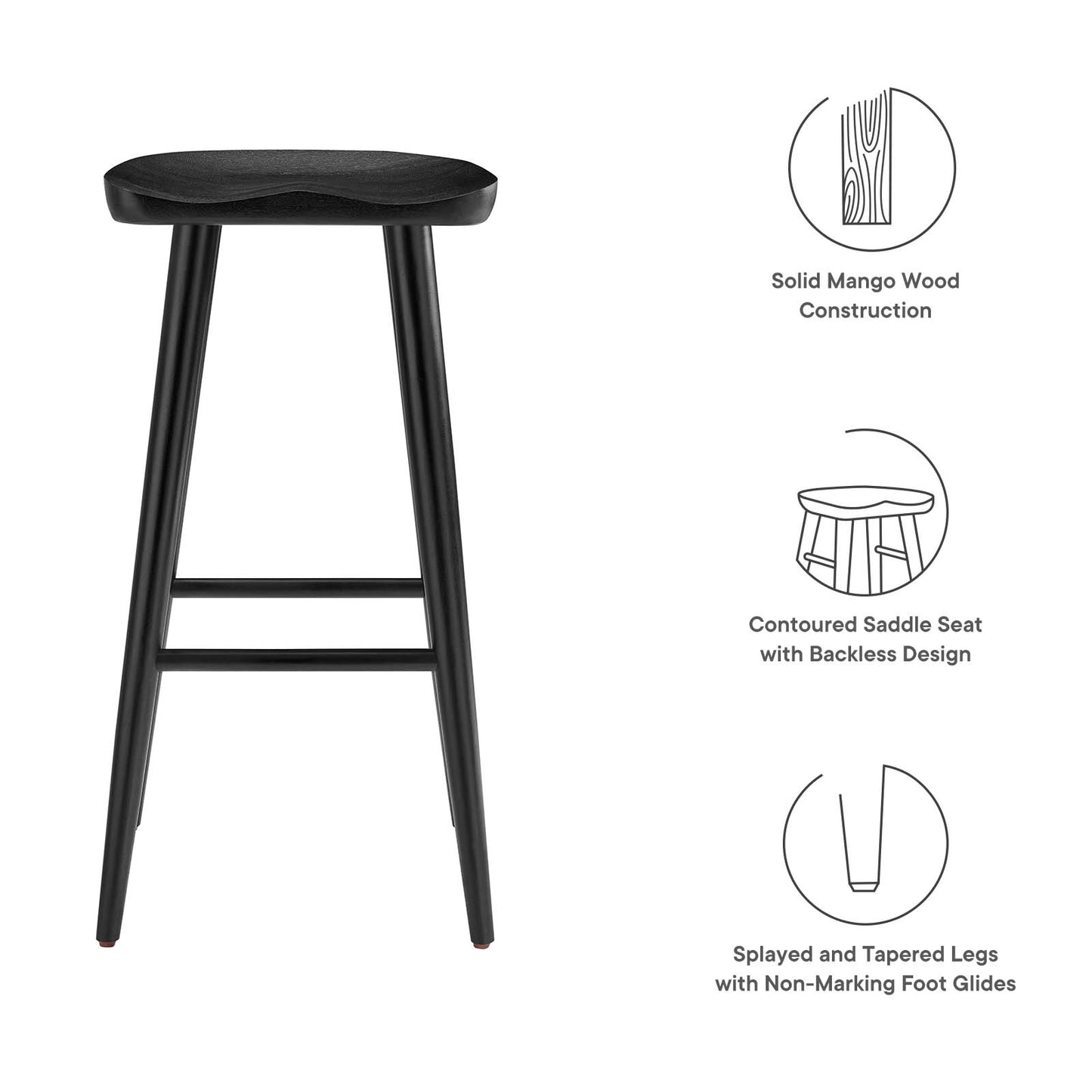 Saville Backless Wood Bar Stools - Set of 2 By Modway - EEI-6740 | Bar Stools | Modishstore - 8