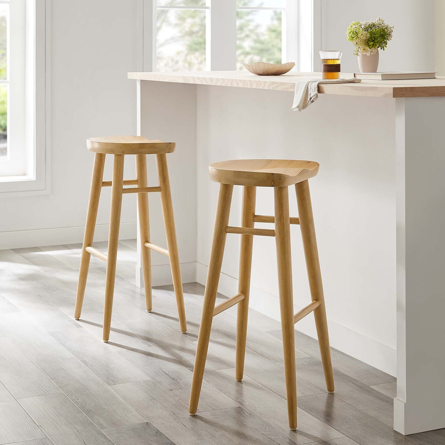 Saville Backless Wood Bar Stools - Set of 2 By Modway - EEI-6740 | Bar Stools | Modishstore - 11