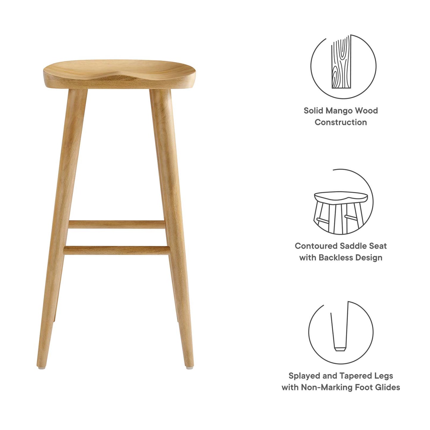 Saville Backless Wood Bar Stools - Set of 2 By Modway - EEI-6740 | Bar Stools | Modishstore - 17