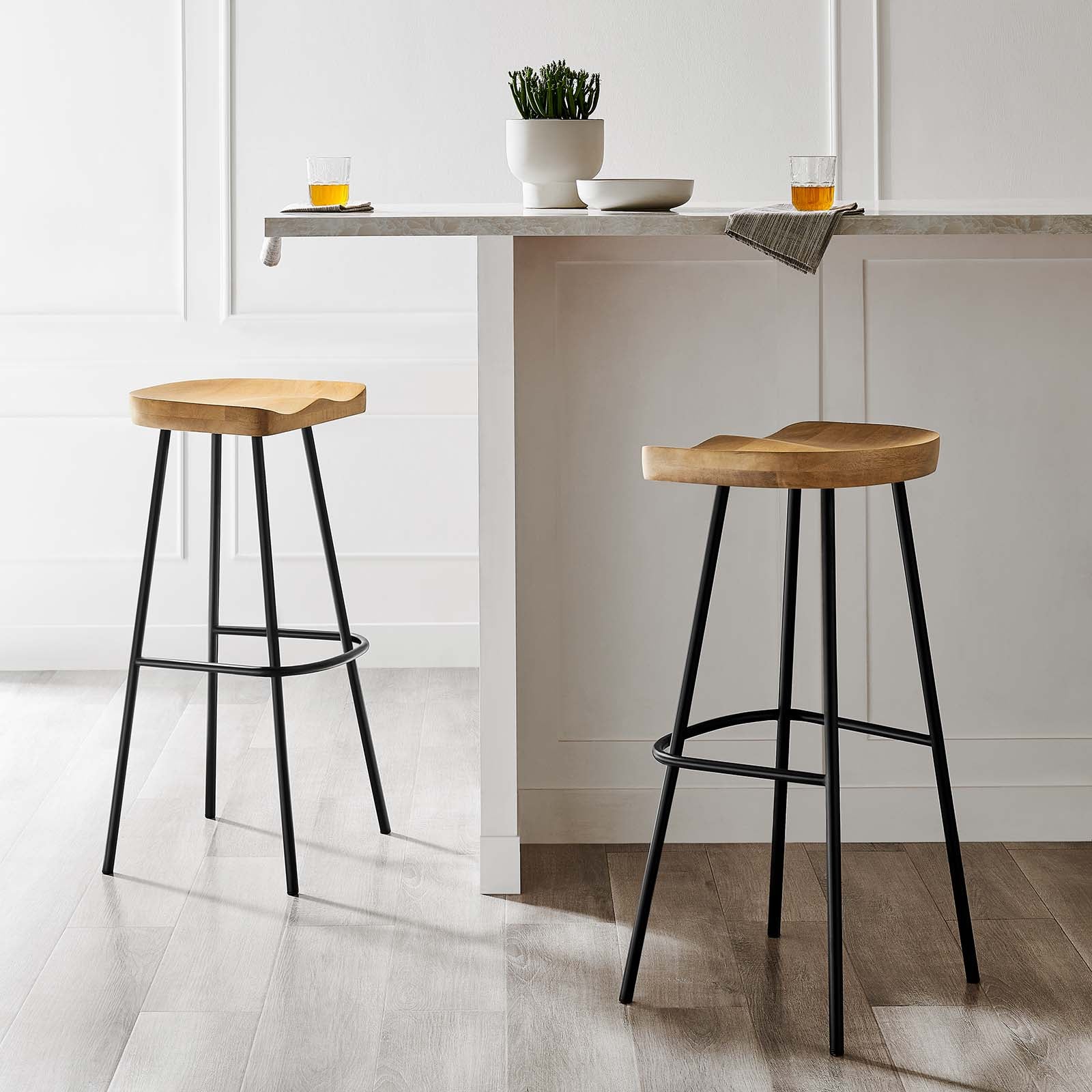Concord Backless Wood Bar Stools - Set of 2 By Modway - EEI-6742 | Bar Stools | Modishstore - 11