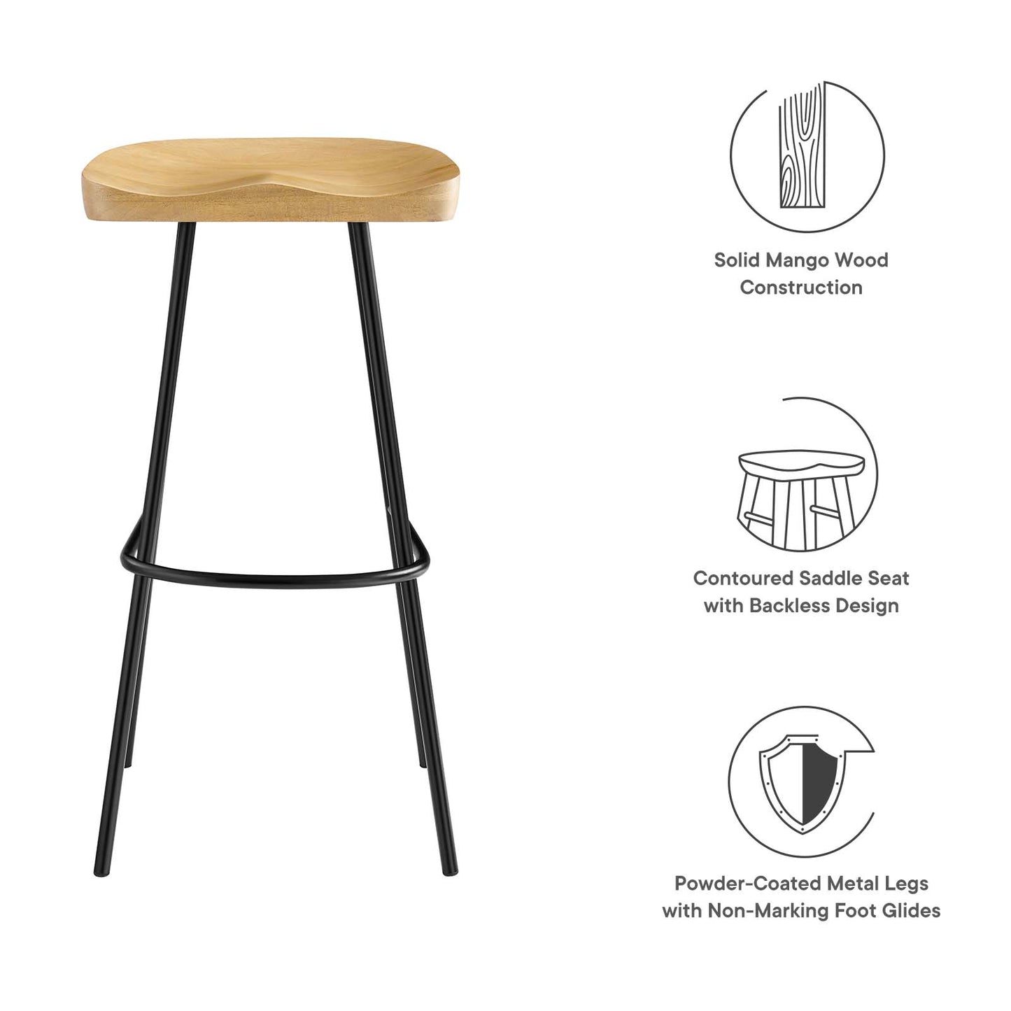 Concord Backless Wood Bar Stools - Set of 2 By Modway - EEI-6742 | Bar Stools | Modishstore - 17
