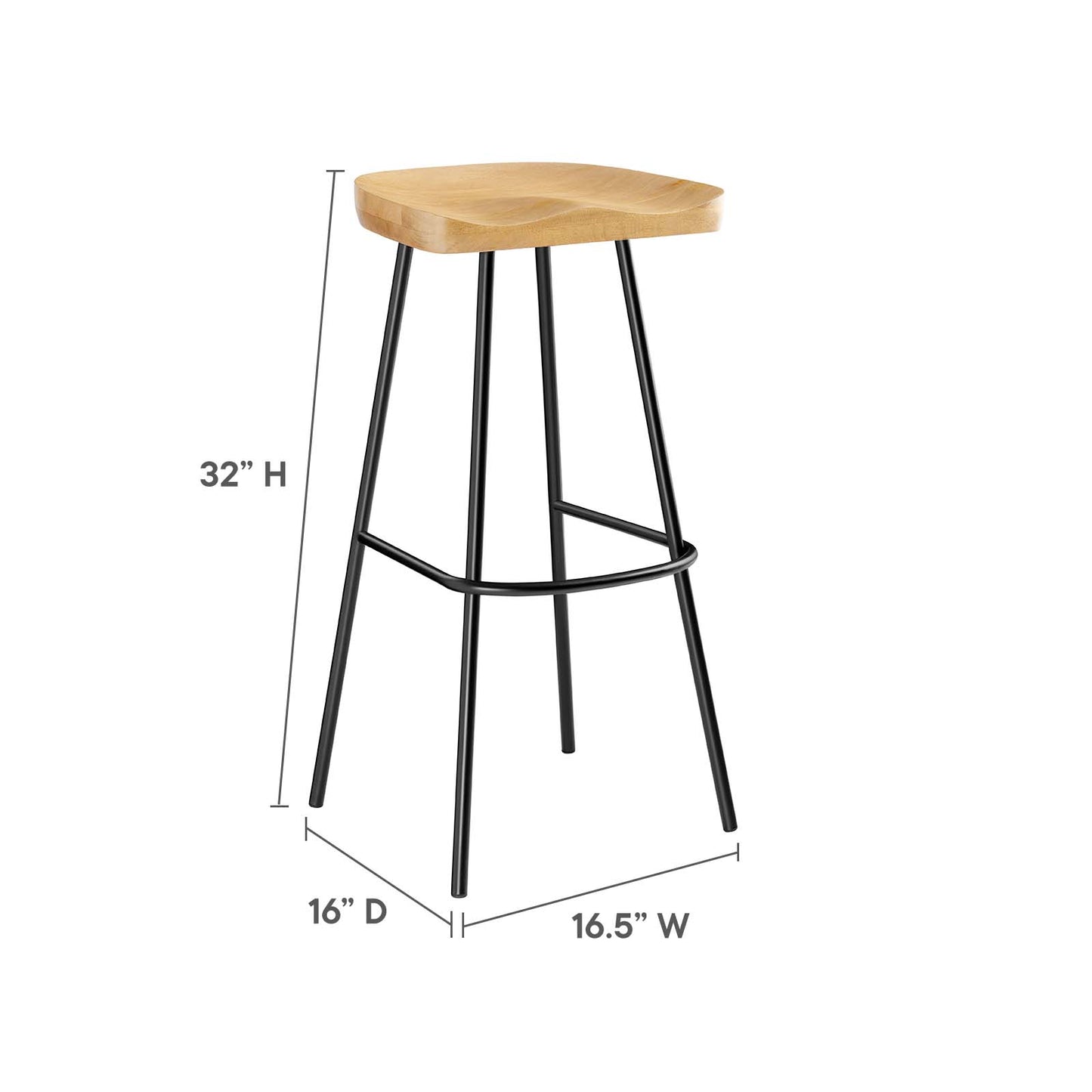 Concord Backless Wood Bar Stools - Set of 2 By Modway - EEI-6742 | Bar Stools | Modishstore - 18