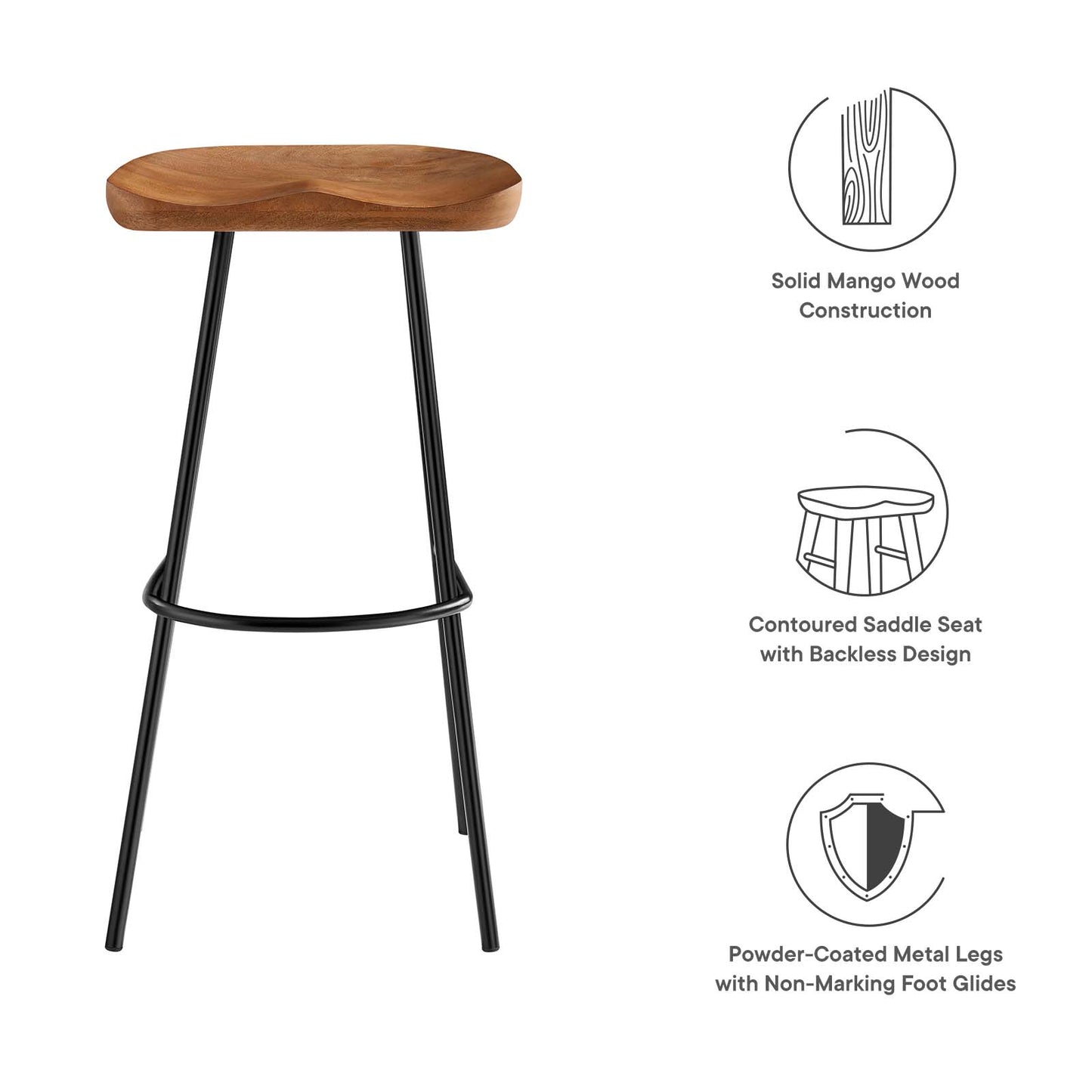 Concord Backless Wood Bar Stools - Set of 2 By Modway - EEI-6742 | Bar Stools | Modishstore - 26