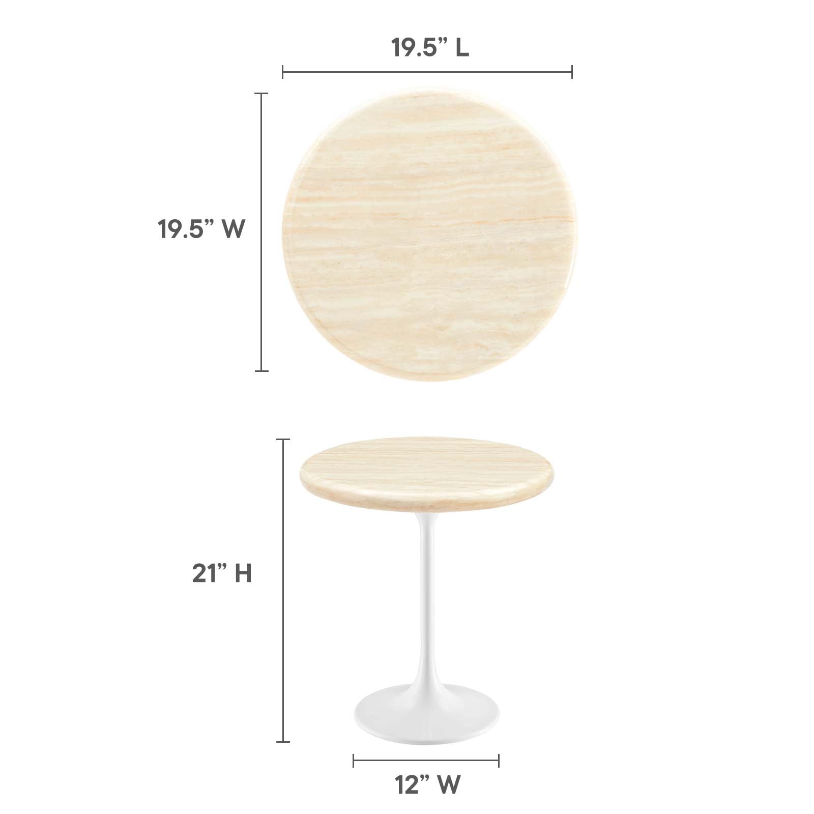 Lippa 20" Round Artificial Travertine  Side Table By Modway - EEI-6745 | Side Tables | Modishstore - 6