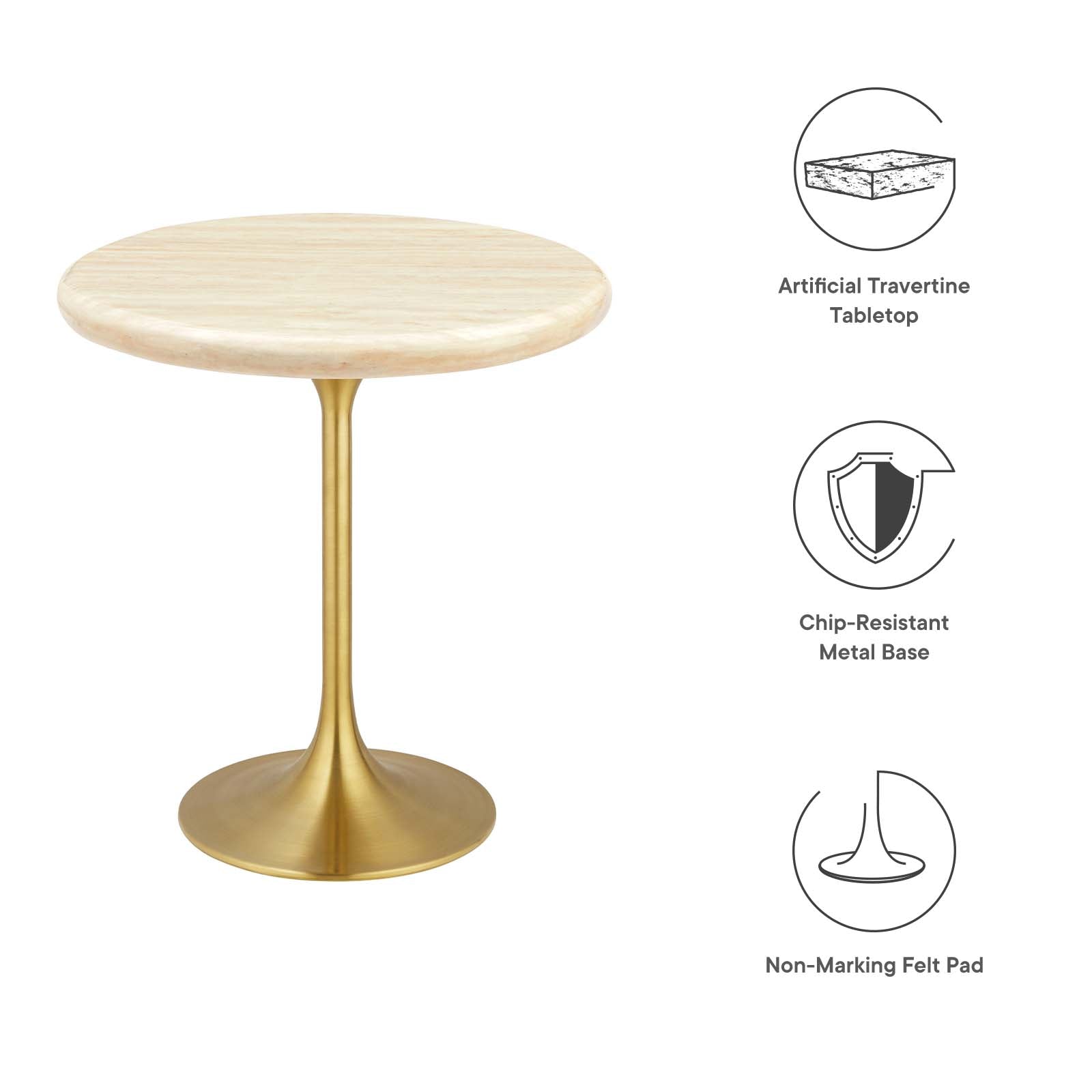 Lippa 20" Round Artificial Travertine  Side Table By Modway - EEI-6746 | Side Tables | Modishstore - 5