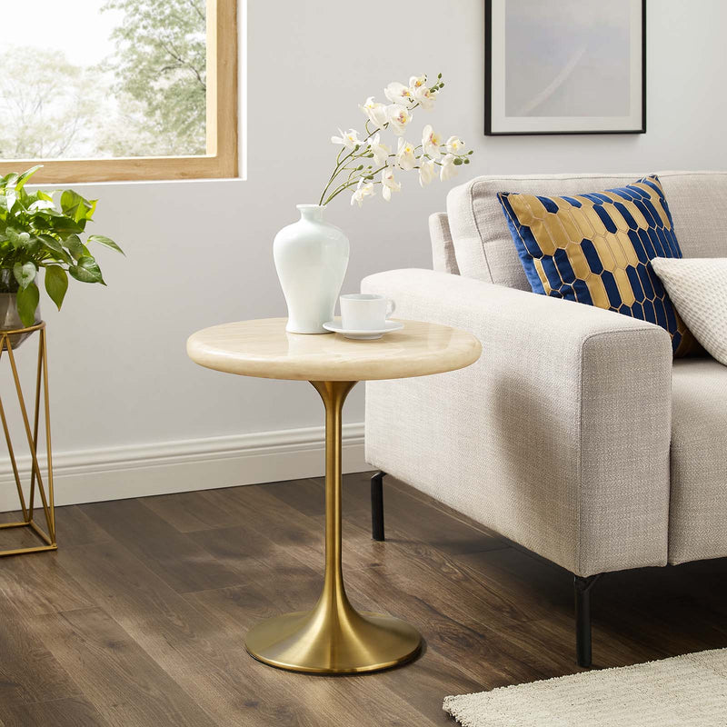 Lippa 20" Round Artificial Travertine  Side Table By Modway - EEI-6746 | Side Tables | Modishstore - 1