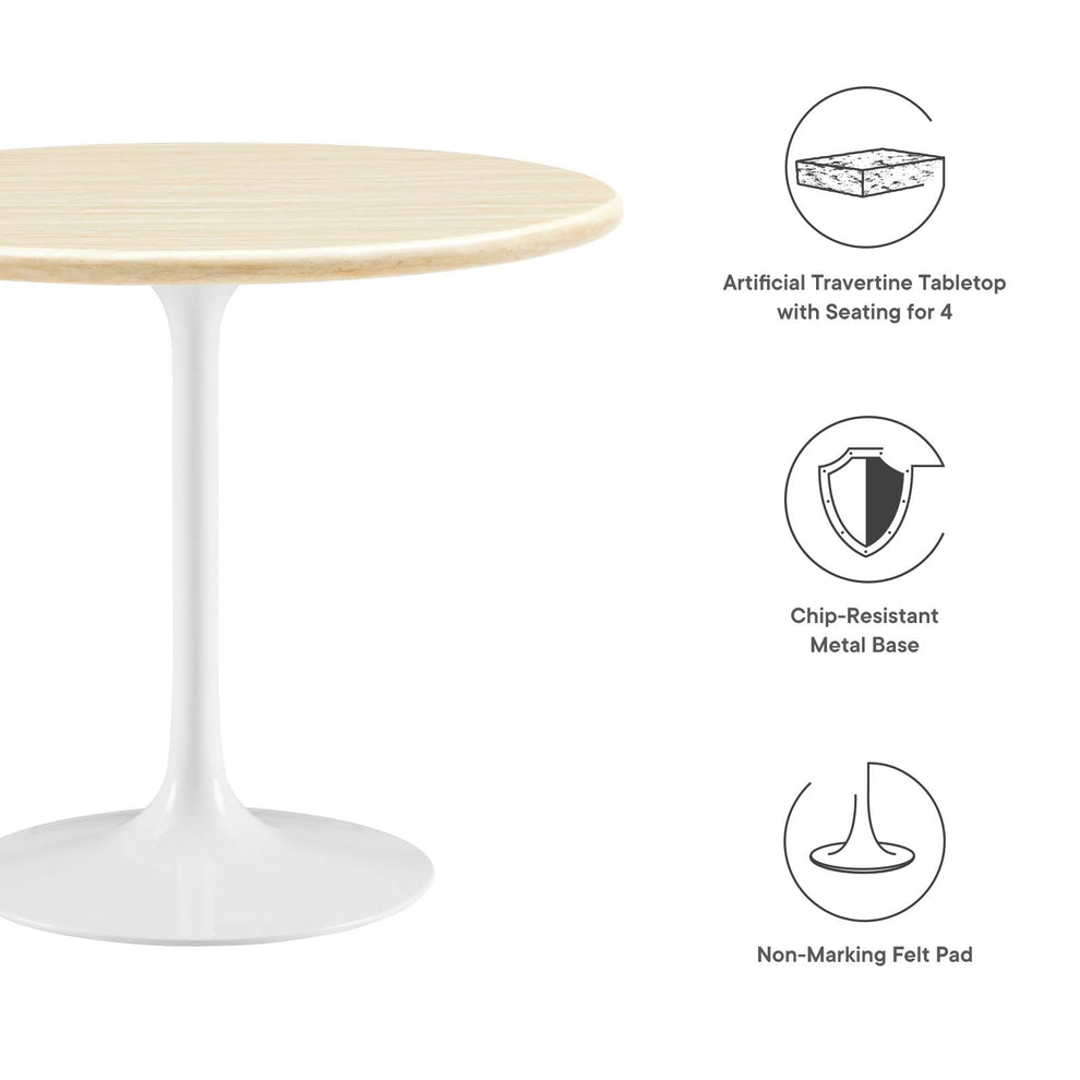 Lippa 36” Round Artificial Travertine  Dining Table By Modway - EEI-6748 | Dining Tables | Modishstore - 5