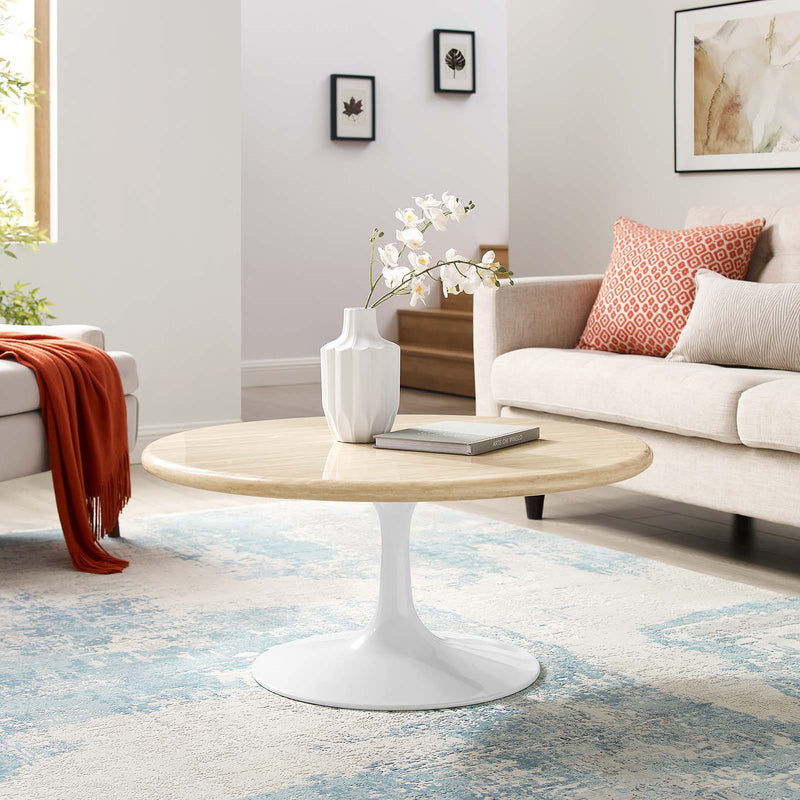 Lippa 36” Round Artificial Travertine  Coffee Table By Modway - EEI-6749 | Coffee Tables | Modishstore - 1