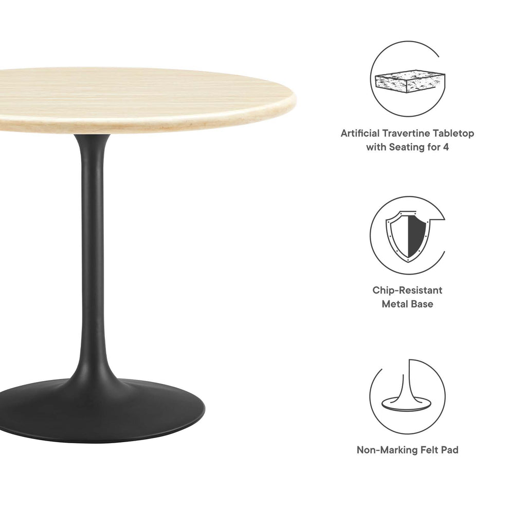 Lippa 36” Round Artificial Travertine  Dining Table By Modway - EEI-6750 | Dining Tables | Modishstore - 5