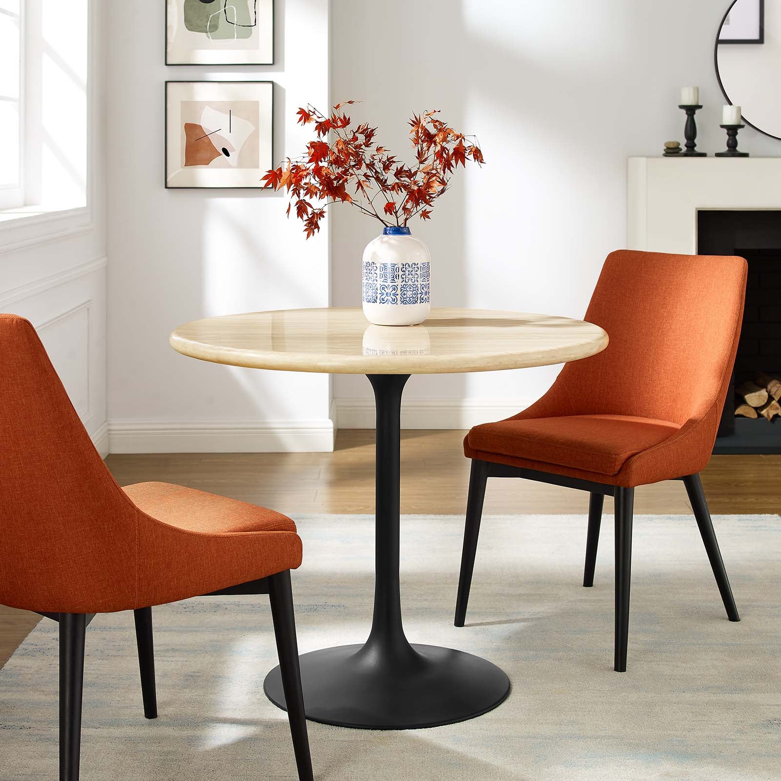 Lippa 36” Round Artificial Travertine  Dining Table By Modway - EEI-6750 | Dining Tables | Modishstore - 1