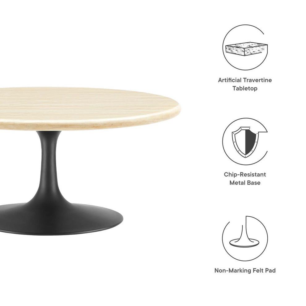 Lippa 36” Round Artificial Travertine  Coffee Table By Modway - EEI-6751 | Coffee Tables | Modishstore - 5
