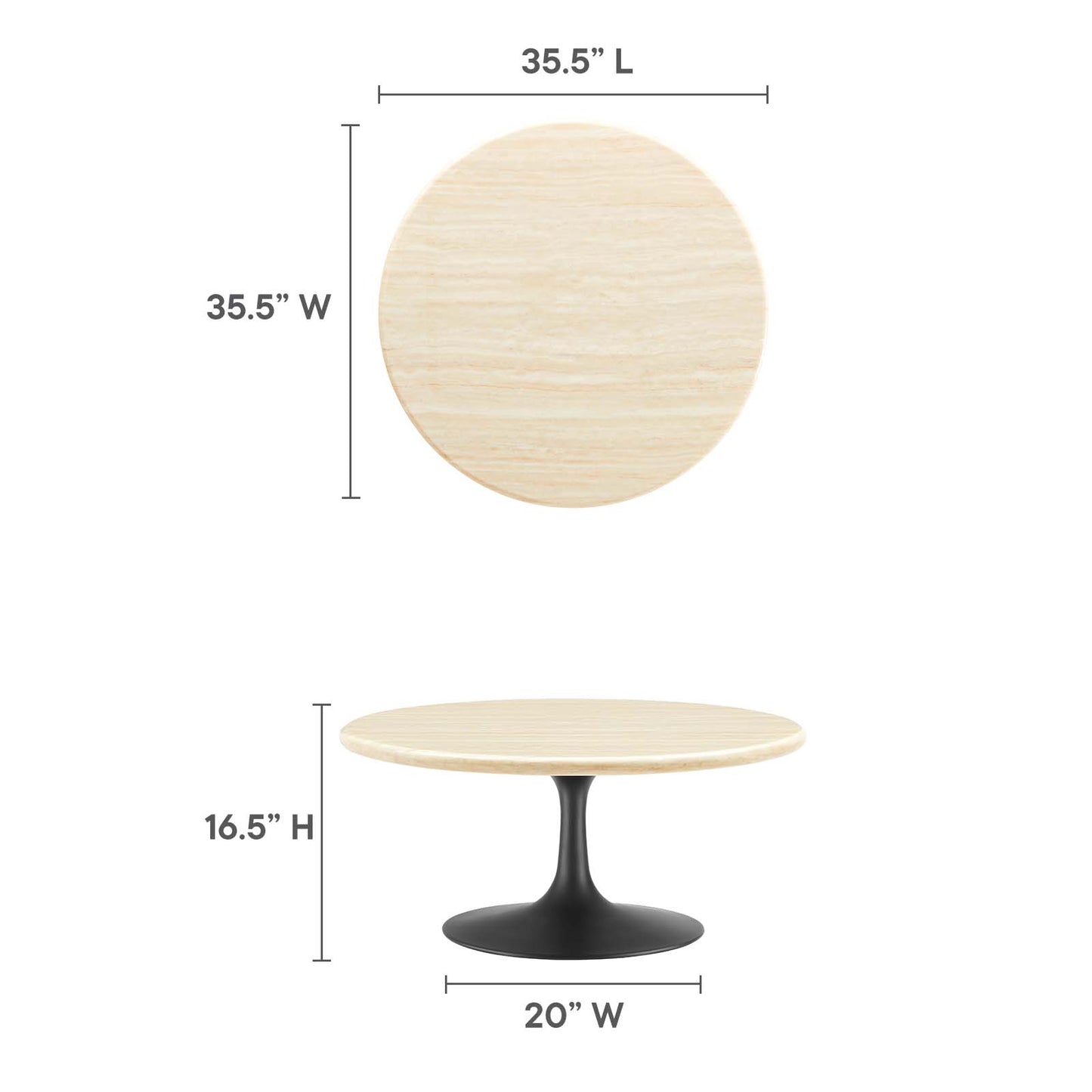 Lippa 36” Round Artificial Travertine  Coffee Table By Modway - EEI-6751 | Coffee Tables | Modishstore - 6