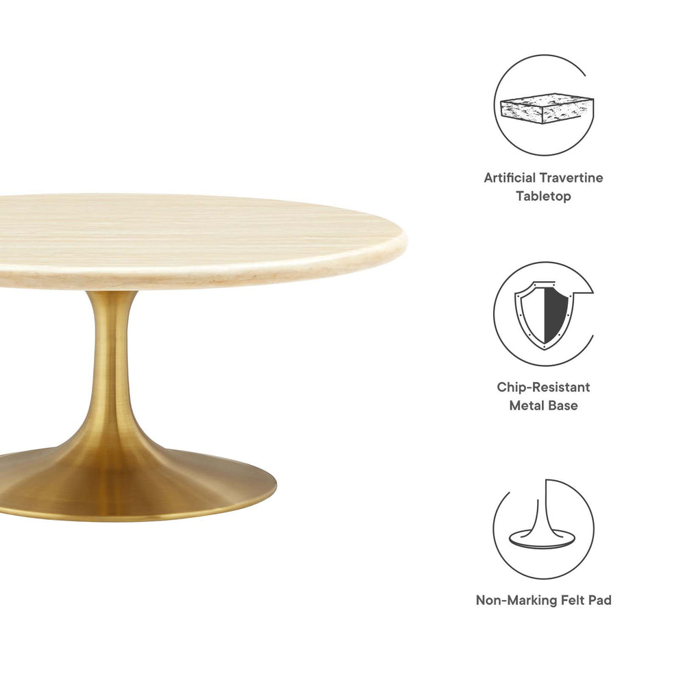 Lippa 36” Round Artificial Travertine  Coffee Table By Modway - EEI-6753 | Coffee Tables | Modishstore - 5