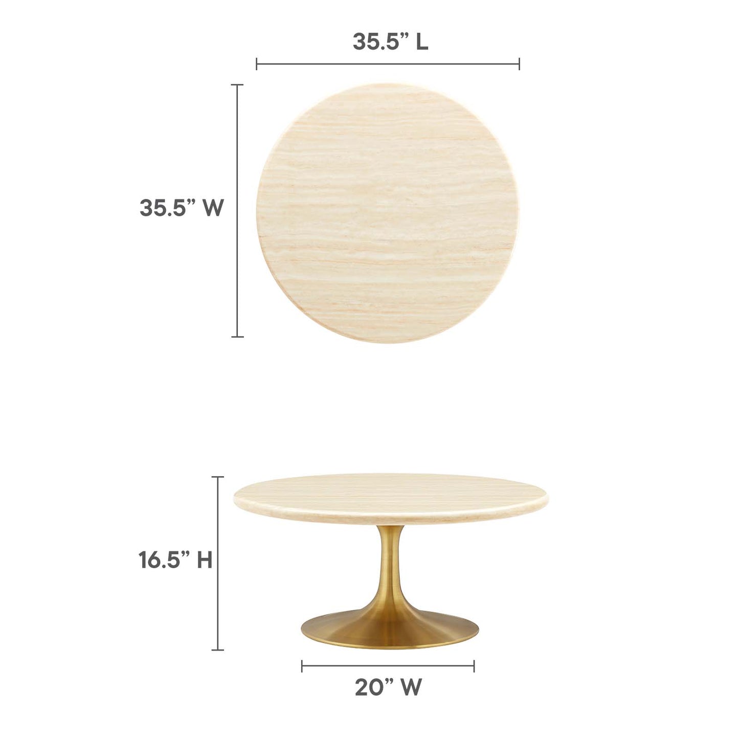 Lippa 36” Round Artificial Travertine  Coffee Table By Modway - EEI-6753 | Coffee Tables | Modishstore - 6