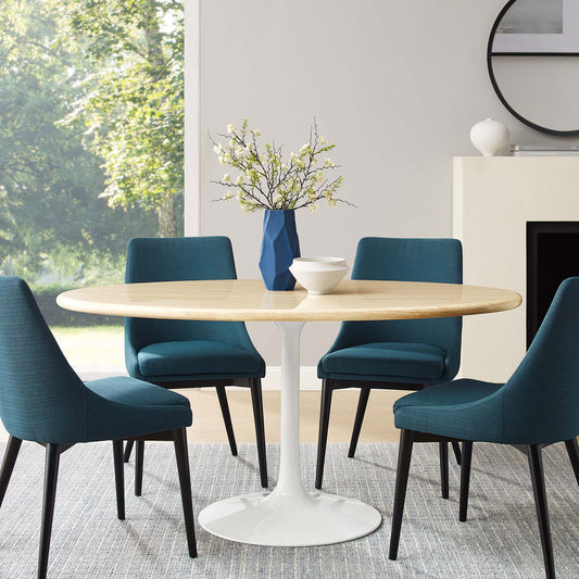 Lippa 60” Oval Artificial Travertine  Dining Table By Modway - EEI-6757 | Dining Tables | Modishstore - 1