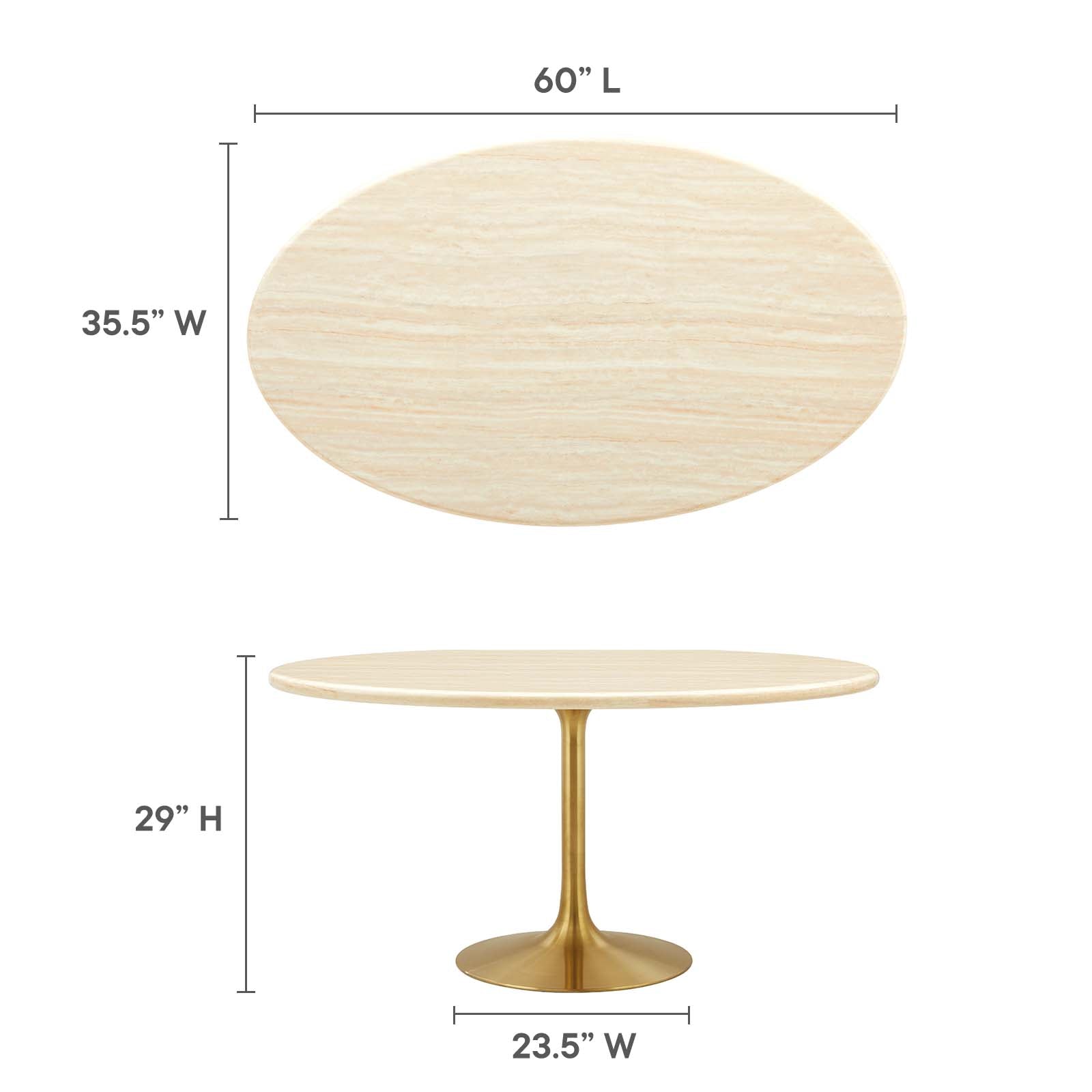 Lippa 60” Oval Artificial Travertine  Dining Table By Modway - EEI-6759 | Dining Tables | Modishstore - 6