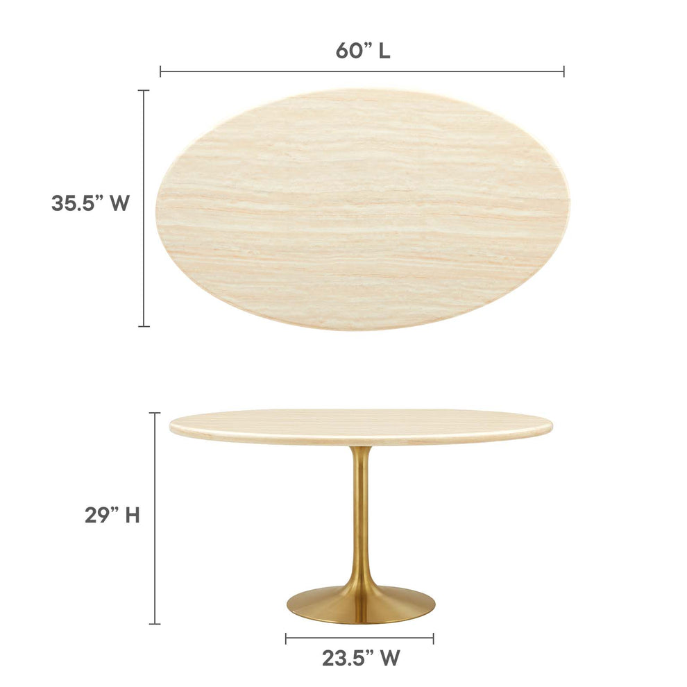 Lippa 60” Oval Artificial Travertine  Dining Table By Modway - EEI-6759 | Dining Tables | Modishstore - 6
