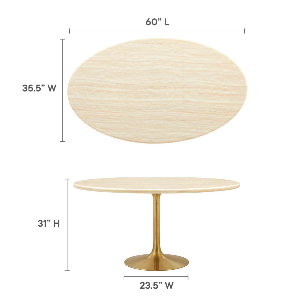 Lippa 60” Oval Artificial Travertine  Dining Table By Modway - EEI-6759 | Dining Tables | Modishstore - 7