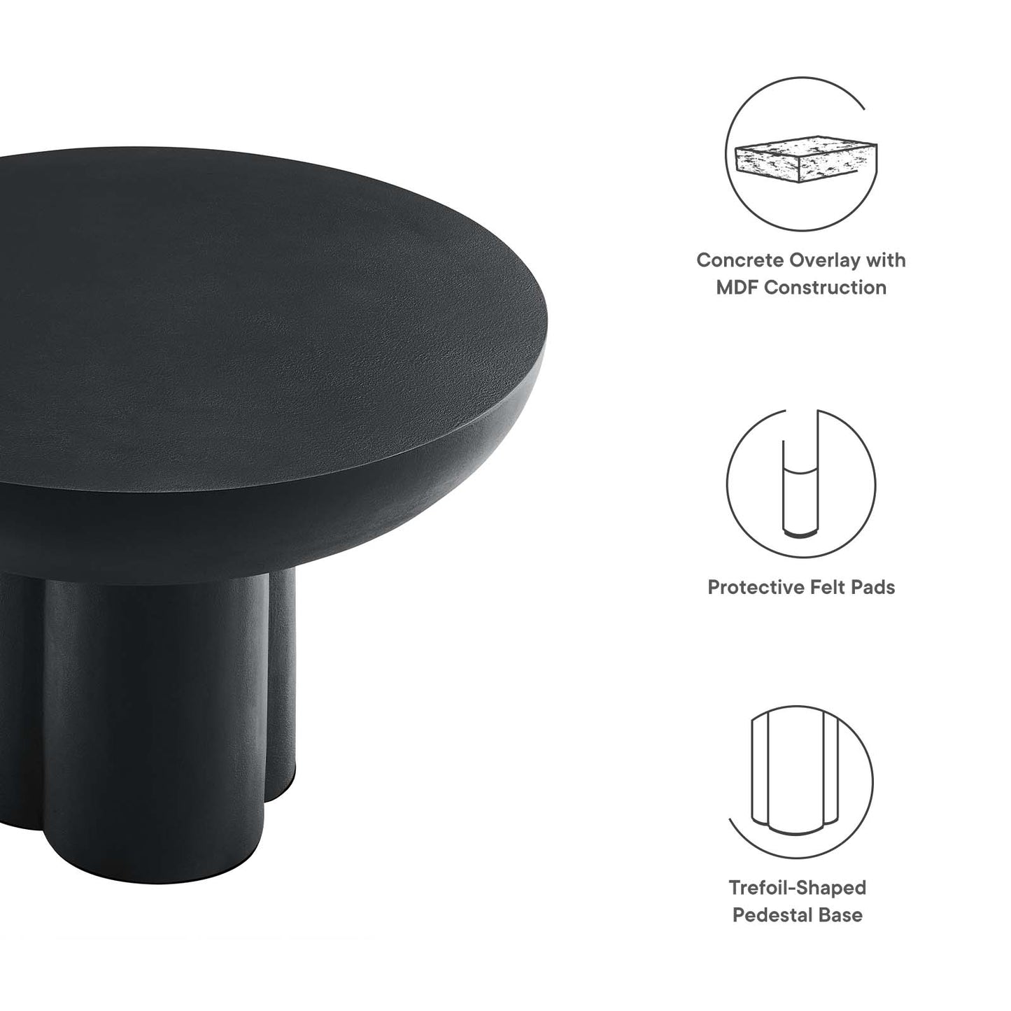 Caspian Round Concrete Coffee Table By Modway - EEI-6760 | Coffee Tables | Modishstore - 7