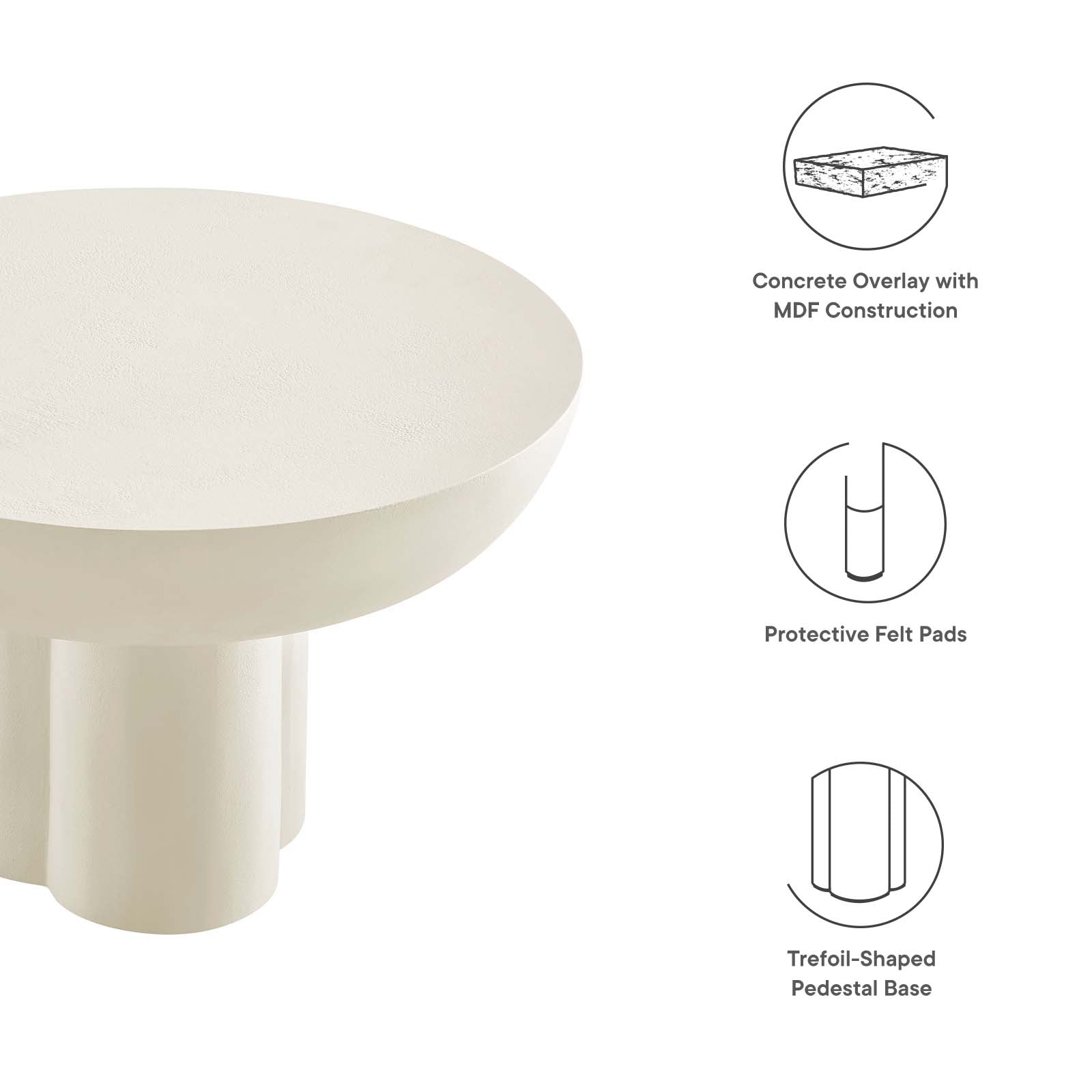 Caspian Round Concrete Coffee Table By Modway - EEI-6760 | Coffee Tables | Modishstore - 16