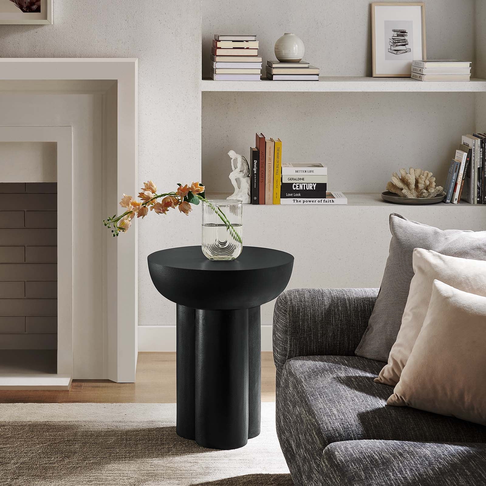 Caspian Round Concrete Side Table By Modway - EEI-6761 | Side Tables | Modishstore - 1