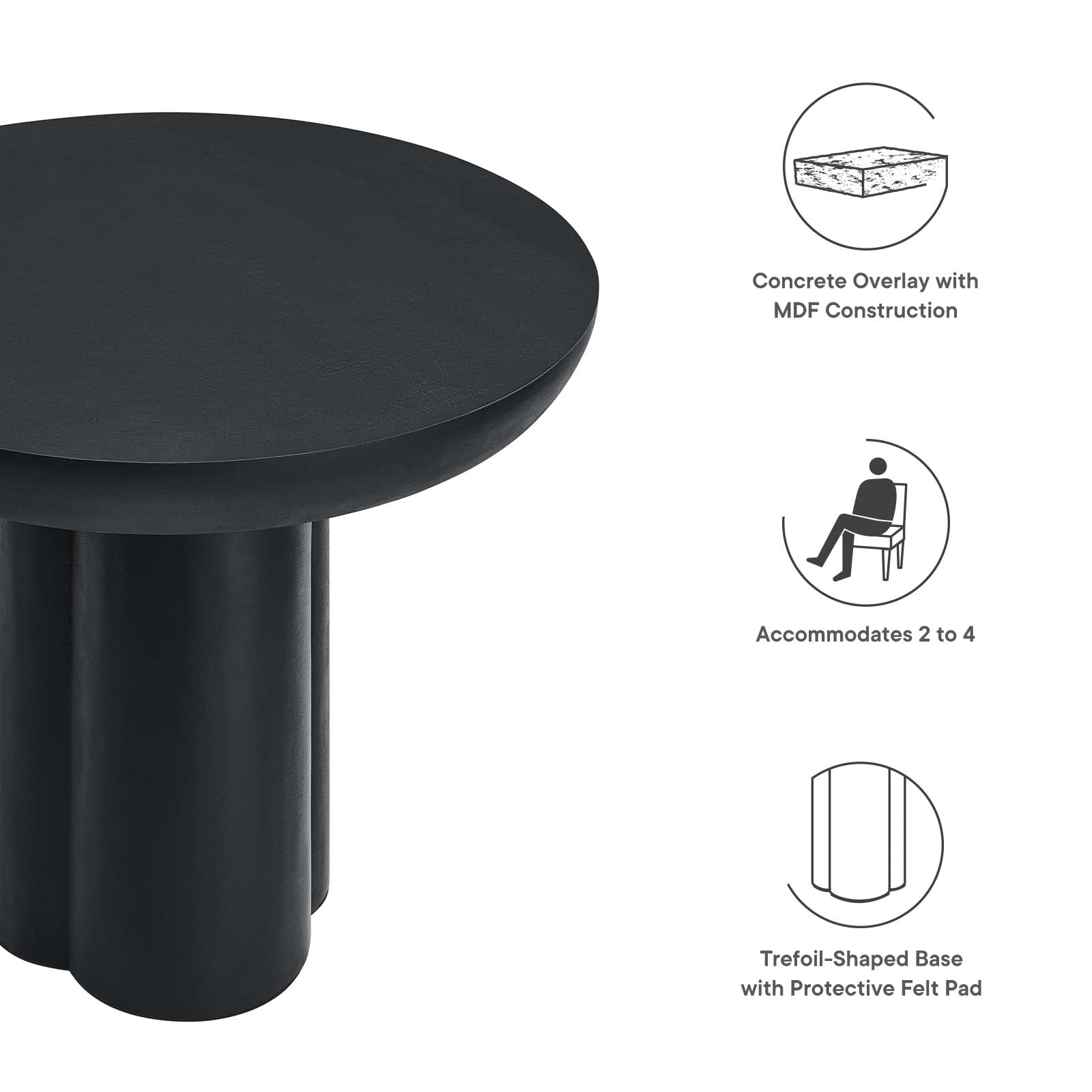 Caspian 40" Round Concrete Dining Table By Modway - EEI-6762 | Dining Tables | Modishstore - 7