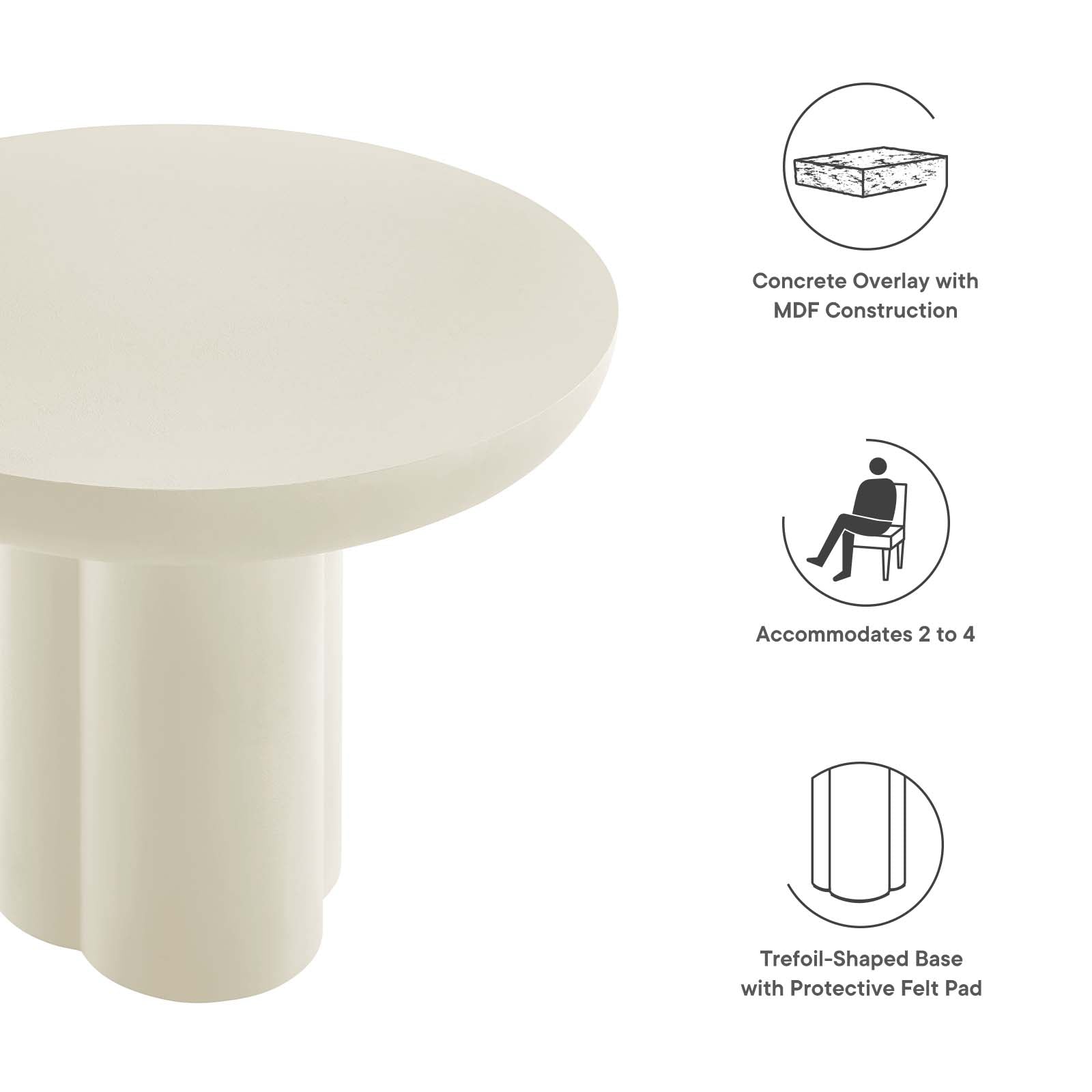 Caspian 40" Round Concrete Dining Table By Modway - EEI-6762 | Dining Tables | Modishstore - 16