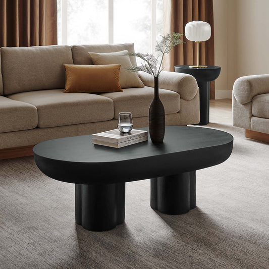 Caspian Oval Concrete Coffee Table By Modway - EEI-6763 | Coffee Tables | Modishstore - 1