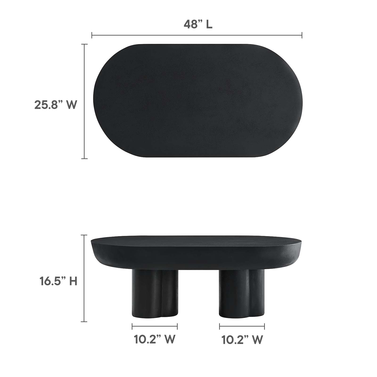 Caspian Oval Concrete Coffee Table By Modway - EEI-6763 | Coffee Tables | Modishstore - 8