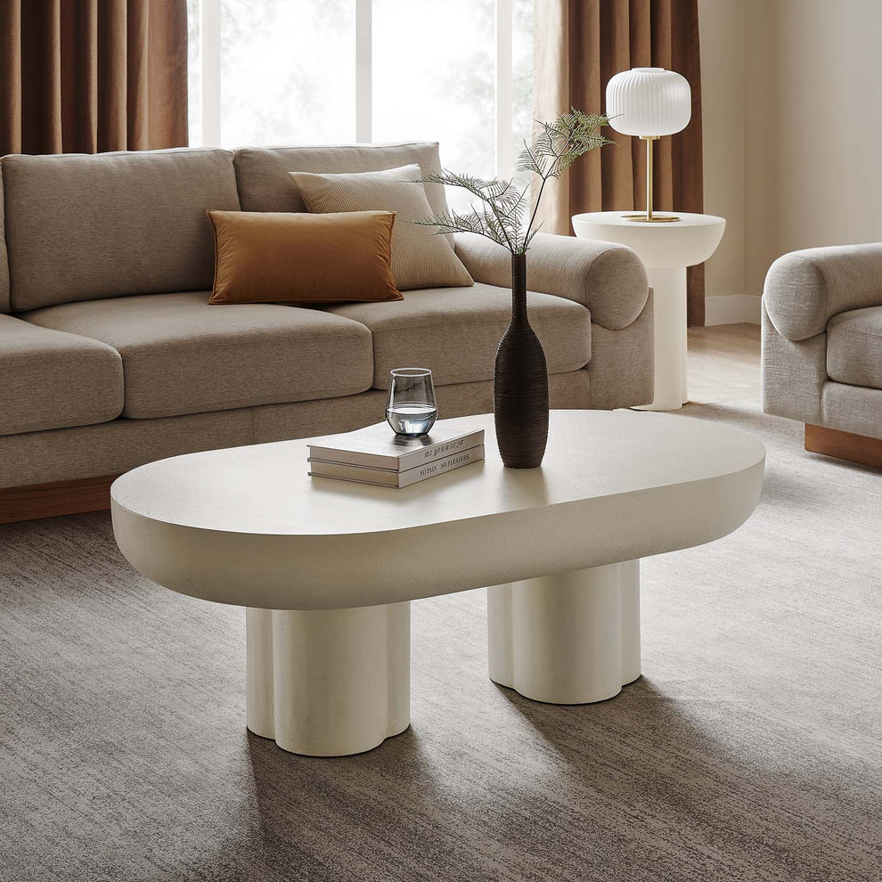 Caspian Oval Concrete Coffee Table By Modway - EEI-6763 | Coffee Tables | Modishstore - 11
