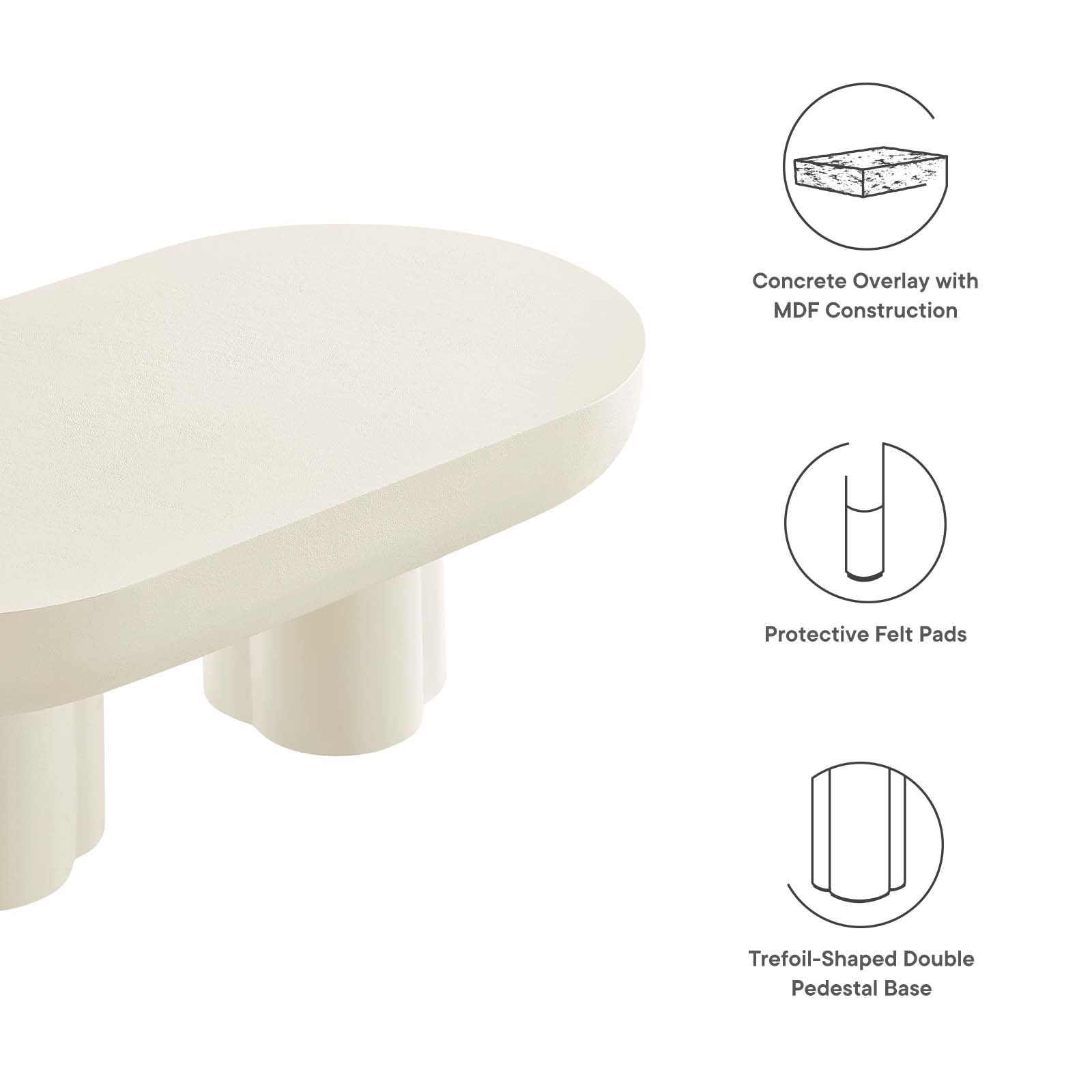 Caspian Oval Concrete Coffee Table By Modway - EEI-6763 | Coffee Tables | Modishstore - 16