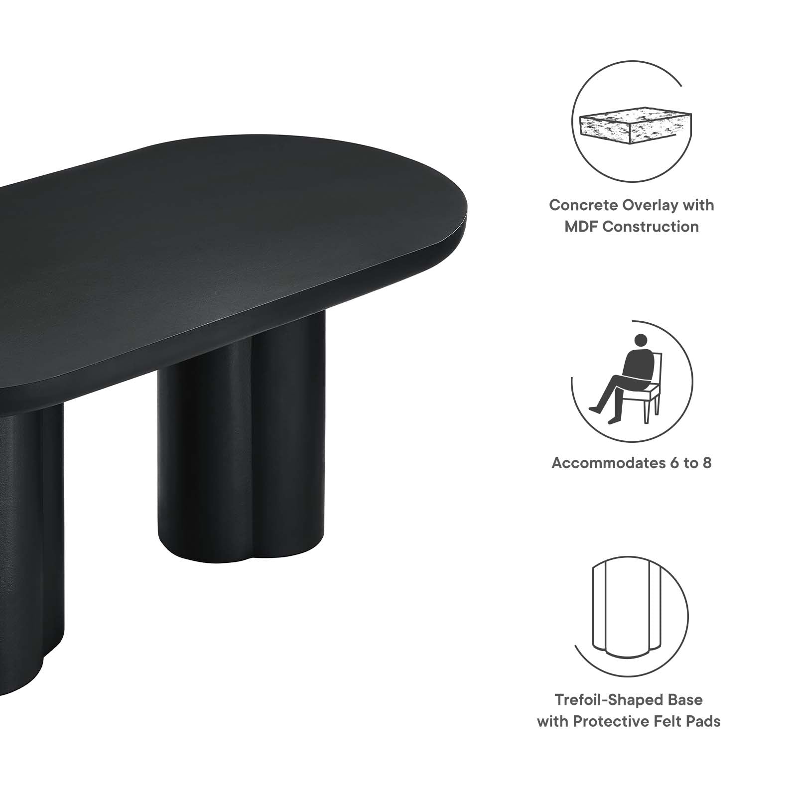 Caspian 72" Oval Concrete Dining Table By Modway - EEI-6764 | Dining Tables | Modishstore - 7