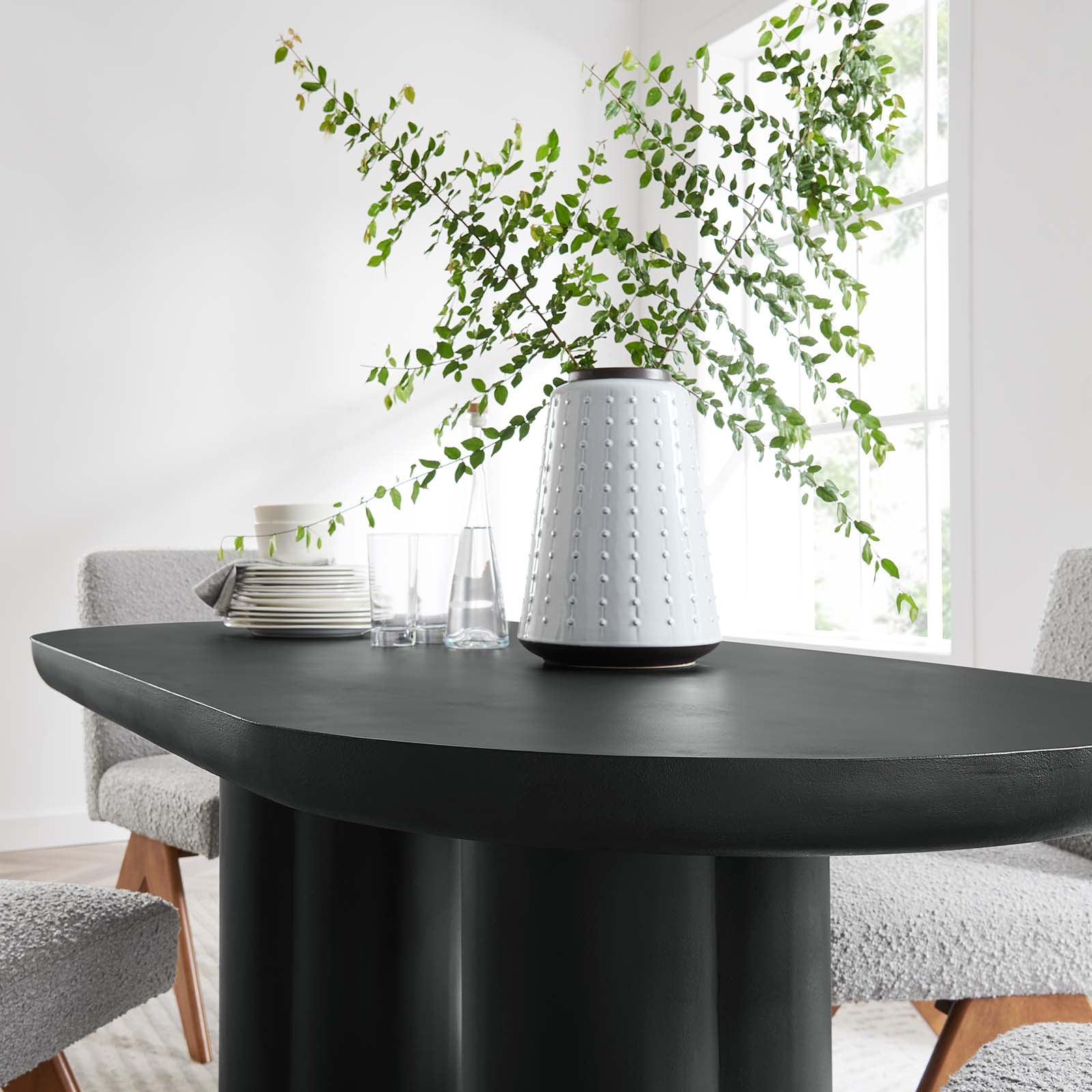 Caspian 72" Oval Concrete Dining Table By Modway - EEI-6764 | Dining Tables | Modishstore - 9