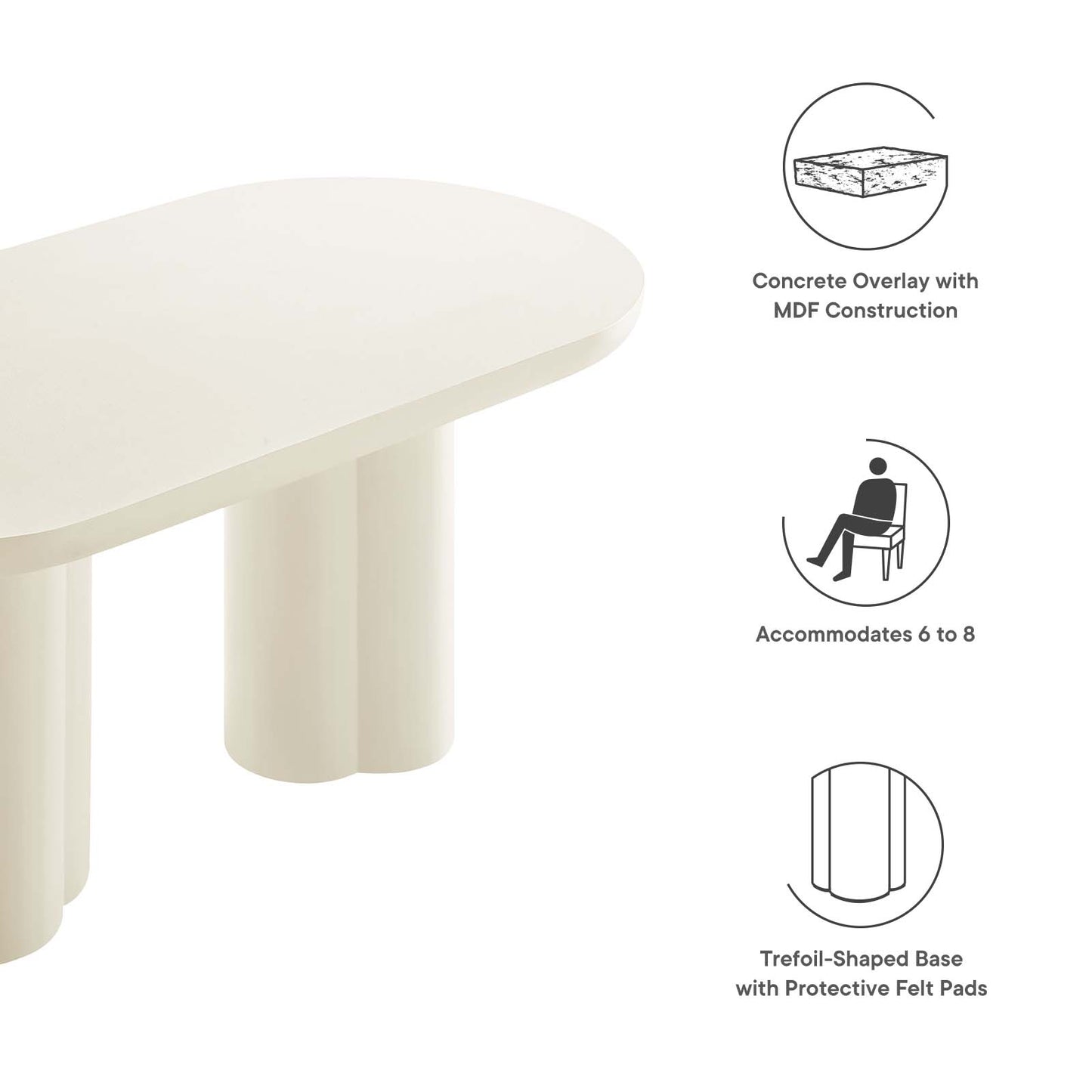 Caspian 72" Oval Concrete Dining Table By Modway - EEI-6764 | Dining Tables | Modishstore - 16