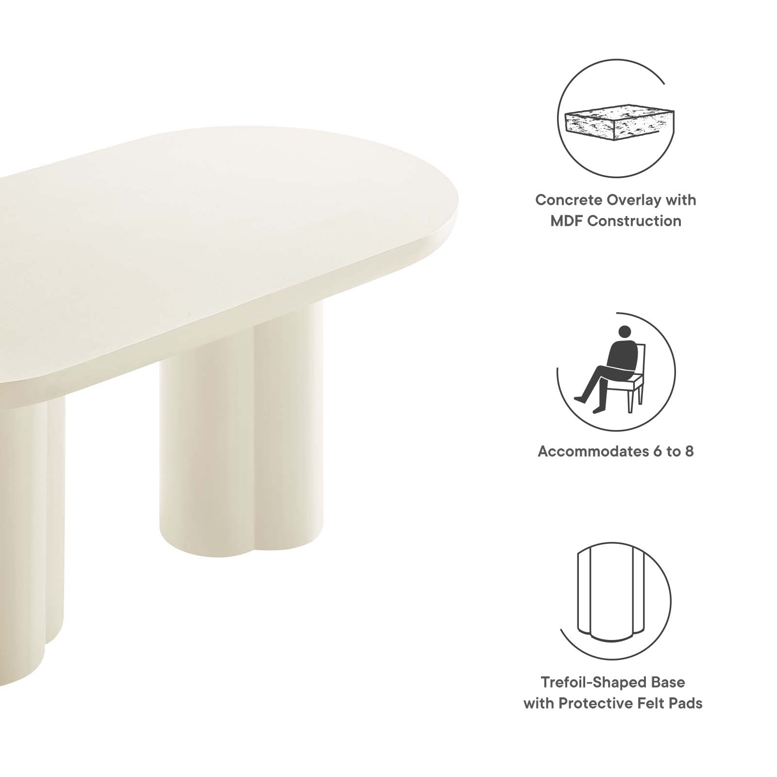 Caspian 72" Oval Concrete Dining Table By Modway - EEI-6764 | Dining Tables | Modishstore - 16