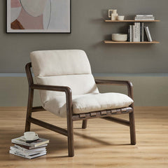 Modway Paxton Wood Sling Faux leather Accent chair Mid-Century Modern – EEI-6766