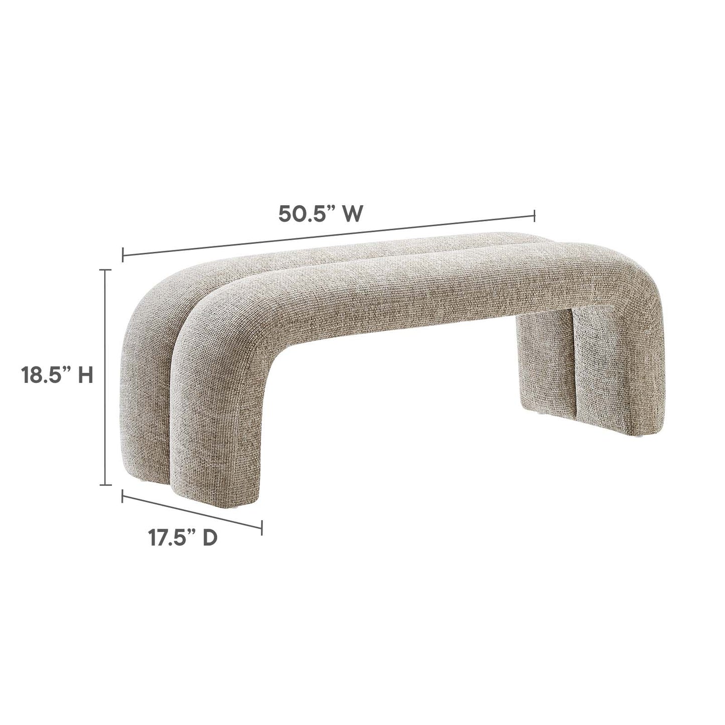 Dax 50.5" Chenille Upholstered Accent Bench By Modway - EEI-6769 | Benches | Modishstore - 22