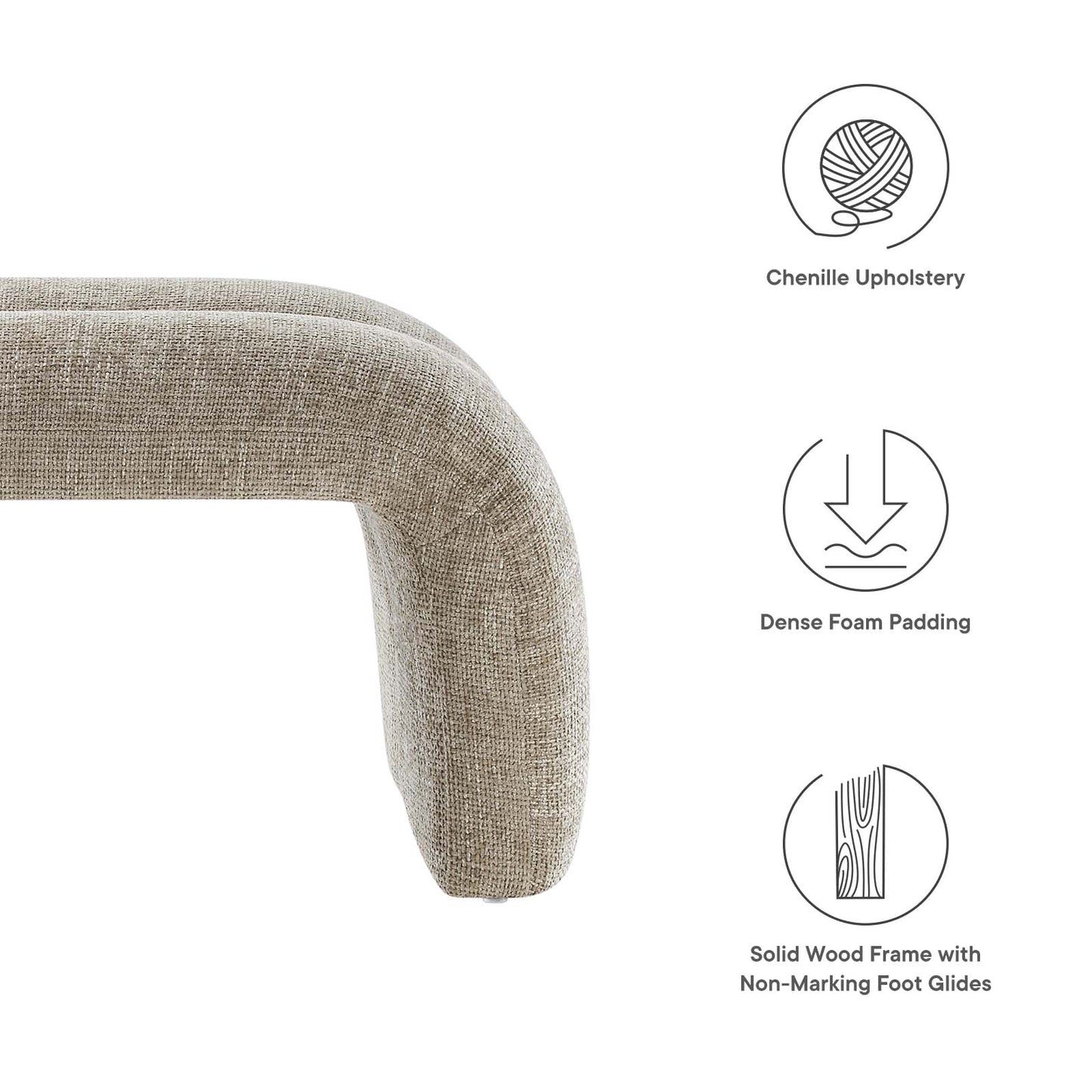 Dax 50.5" Chenille Upholstered Accent Bench By Modway - EEI-6769 | Benches | Modishstore - 23