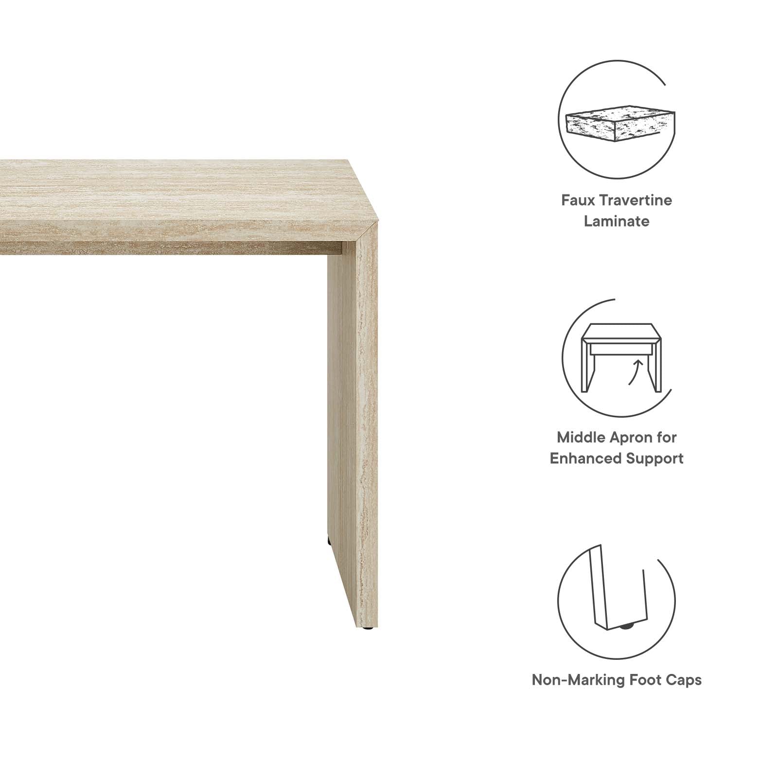 Mirella Faux Travertine Console Table By Modway - EEI-6771 | Console Tables | Modishstore - 5