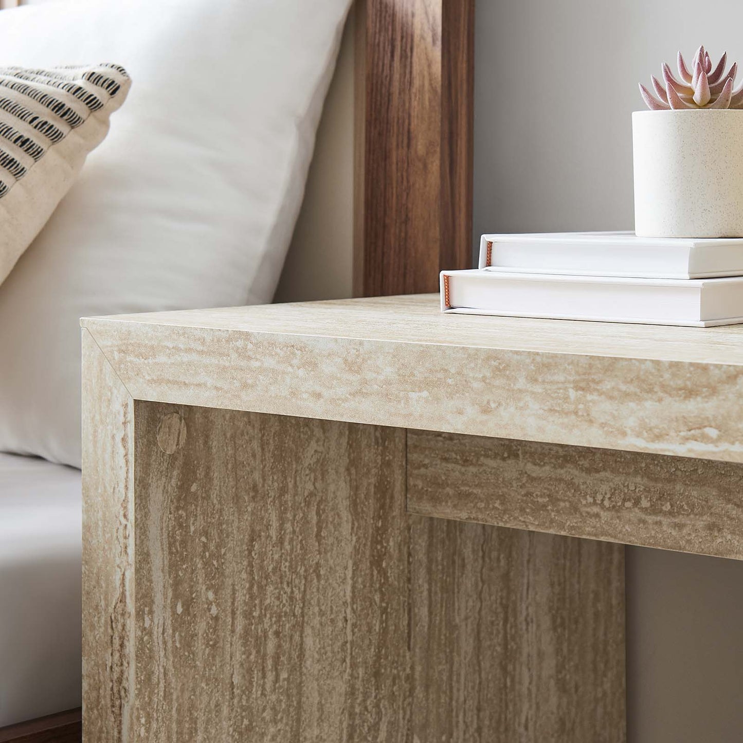 Mirella Faux Travertine Side Table By Modway - EEI-6772 | Side Tables | Modishstore - 3