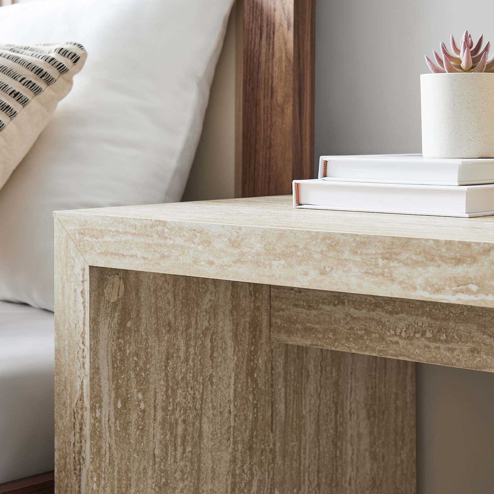 Mirella Faux Travertine Side Table By Modway - EEI-6772 | Side Tables | Modishstore - 3