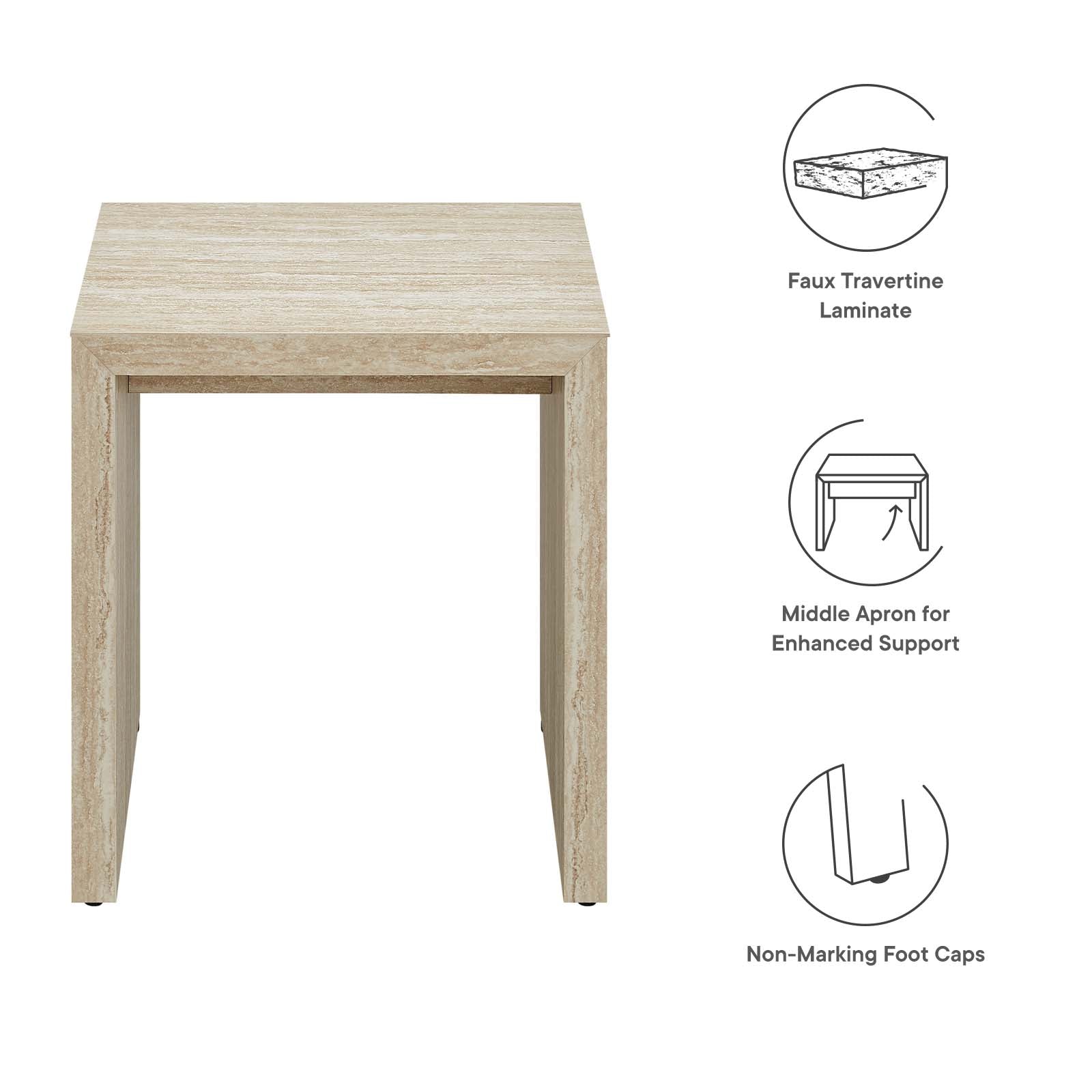 Mirella Faux Travertine Side Table By Modway - EEI-6772 | Side Tables | Modishstore - 8