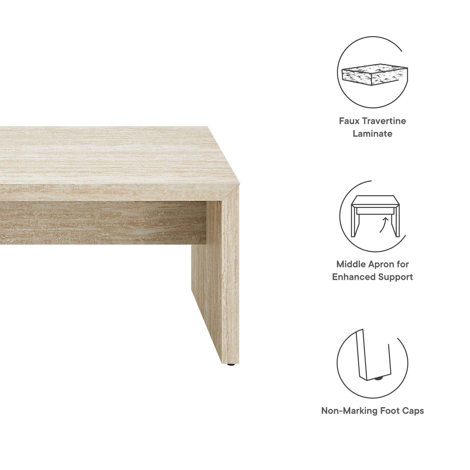 Mirella 62" Faux Travertine Long Bench By Modway - EEI-6773 | Benches | Modishstore - 5