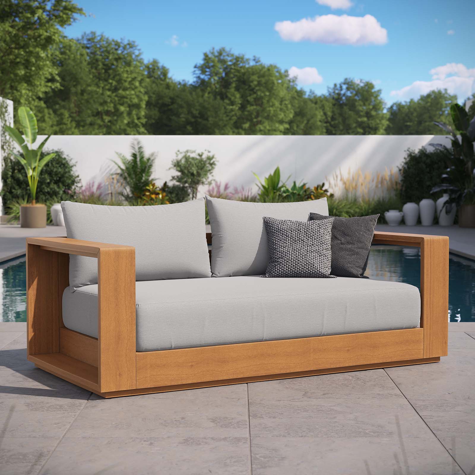 Tahoe Acacia Wood Outdoor Patio Acacia Wood Loveseat By Modway - EEI-6783 | Outdoor Sofas, Loveseats & Sectionals | Modishstore - 1