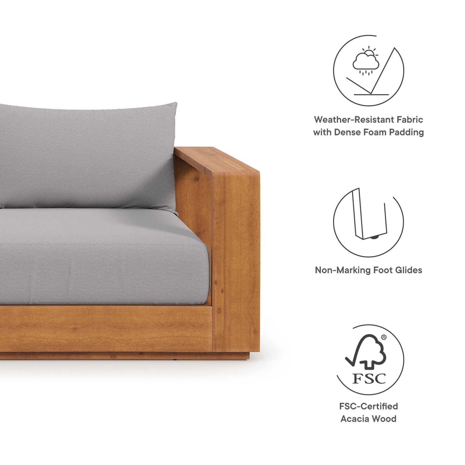 Tahoe Acacia Wood Outdoor Patio Acacia Wood Loveseat By Modway - EEI-6783 | Outdoor Sofas, Loveseats & Sectionals | Modishstore - 7