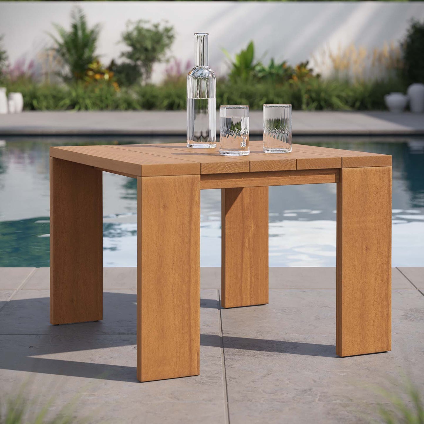 Tahoe Outdoor Patio Acacia Wood Side Table By Modway - EEI-6787 | Outdoor Tables | Modishstore - 1