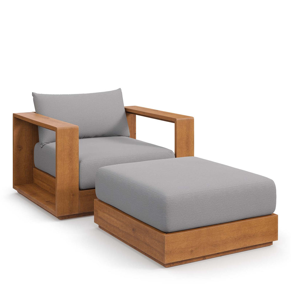 Tahoe Outdoor Patio Acacia Wood 2-Piece Armchair and Ottoman Set By Modway - EEI-6800 | Outdoor Sofas, Loveseats & Sectionals | Modishstore - 2