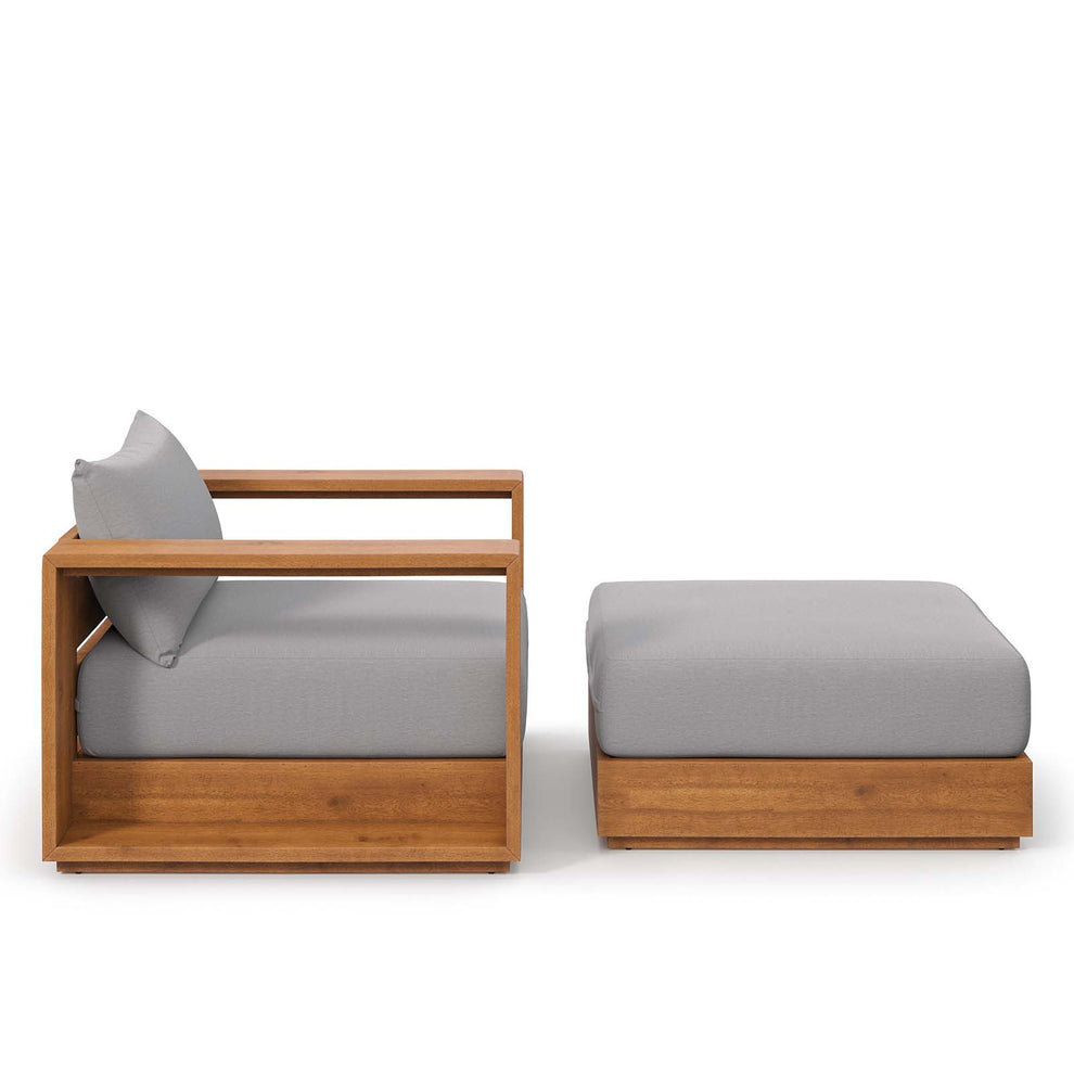 Tahoe Outdoor Patio Acacia Wood 2-Piece Armchair and Ottoman Set By Modway - EEI-6800 | Outdoor Sofas, Loveseats & Sectionals | Modishstore - 6